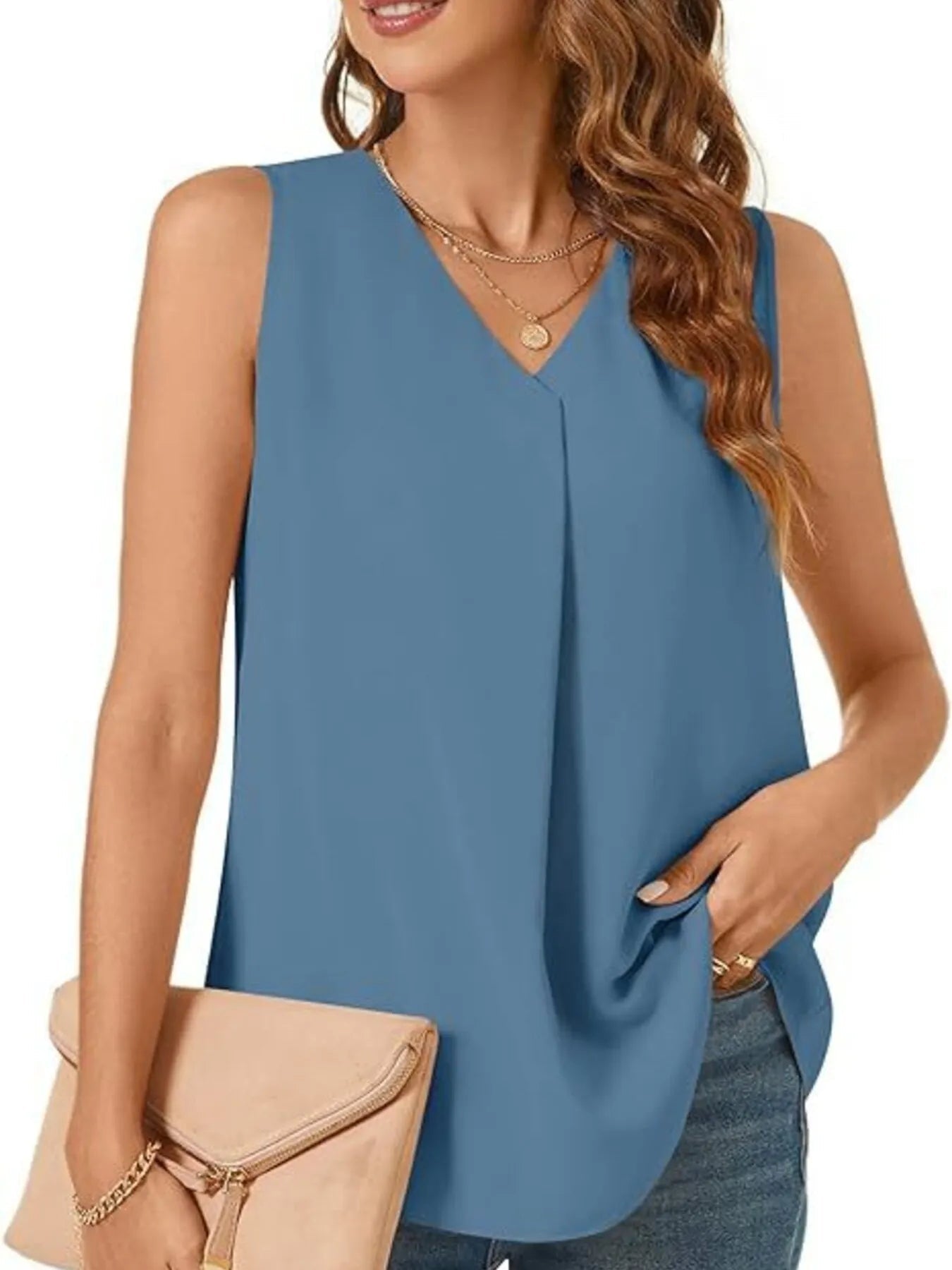 Full Size V-Neck Sleeveless Tank Top Plus Size - Lookzlike