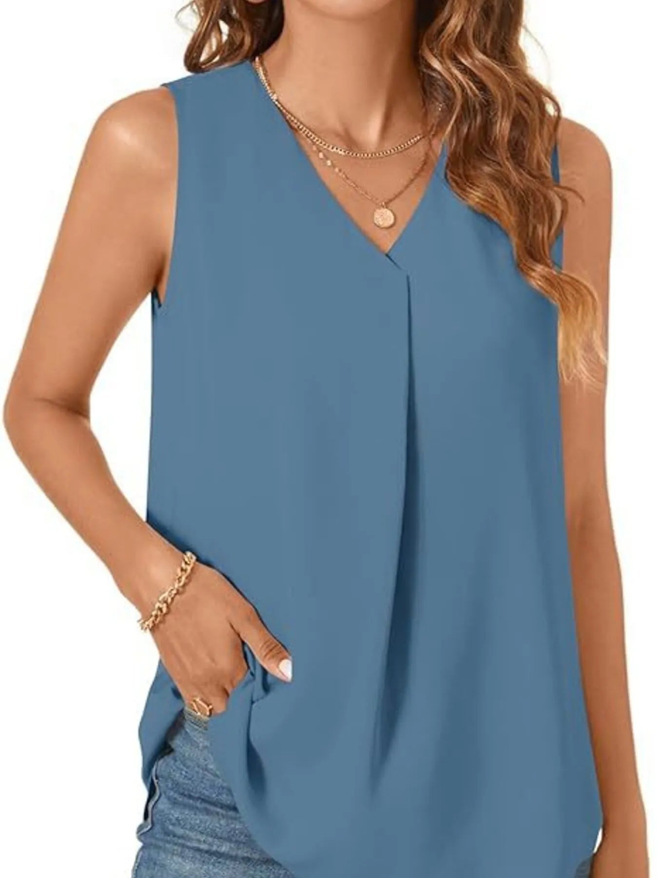 Full Size V-Neck Sleeveless Tank Top Plus Size - Lookzlike