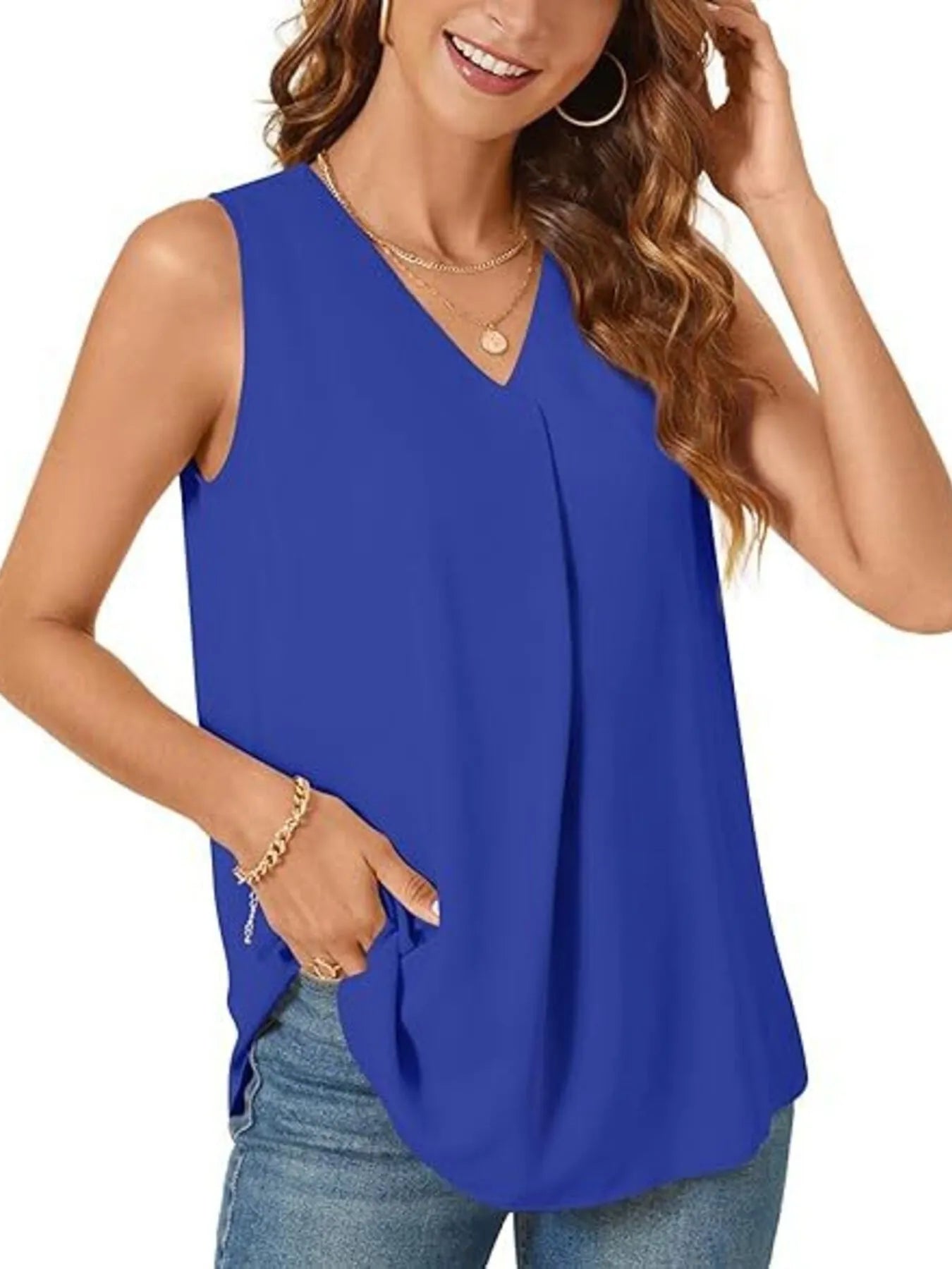 Full Size V-Neck Sleeveless Tank Top Plus Size - Lookzlike