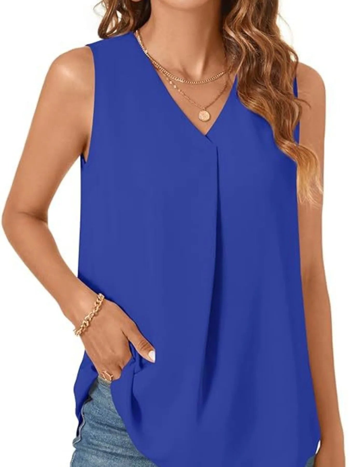 Full Size V-Neck Sleeveless Tank Top Plus Size - Lookzlike