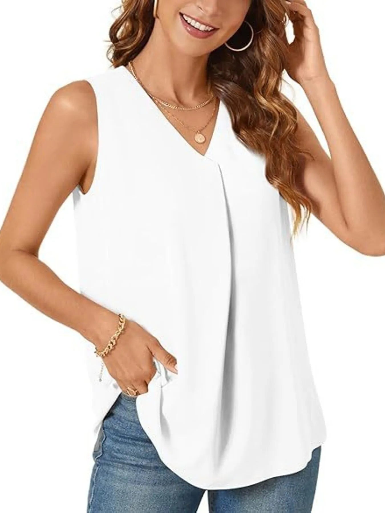 Full Size V-Neck Sleeveless Tank Top Plus Size - Lookzlike