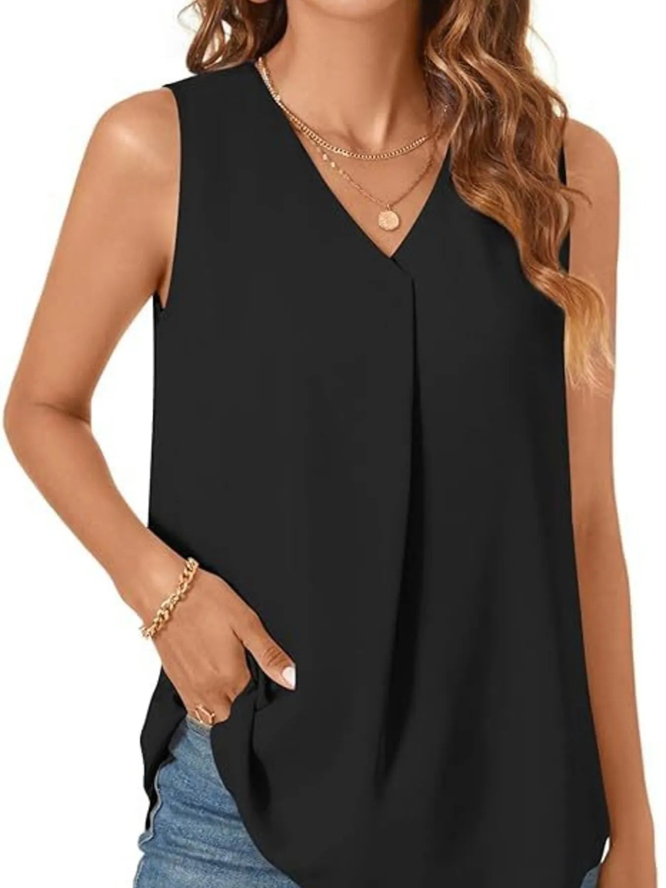 Full Size V-Neck Sleeveless Tank Top Plus Size - Lookzlike