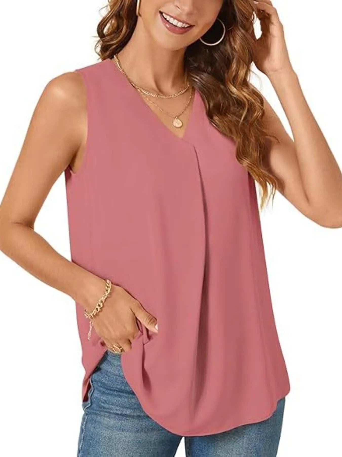 Full Size V-Neck Sleeveless Tank Top Plus Size - Lookzlike