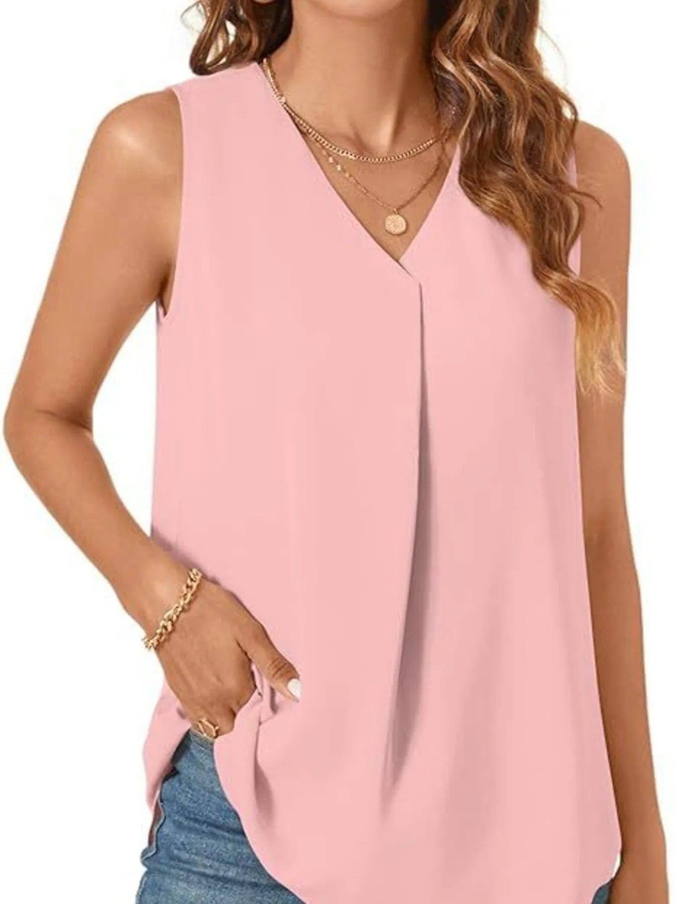 Full Size V-Neck Sleeveless Tank Top Plus Size - Lookzlike