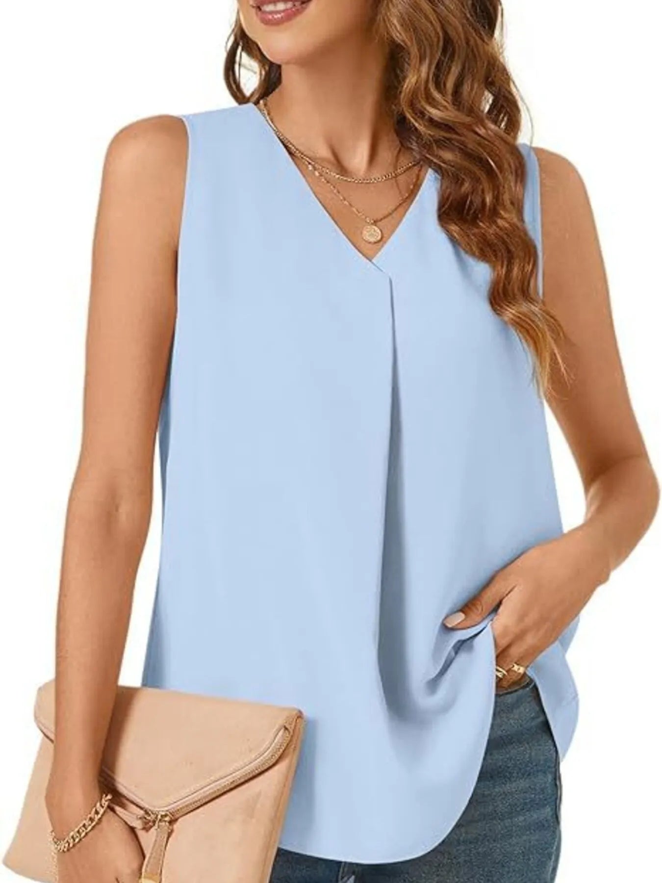 Full Size V-Neck Sleeveless Tank Top Plus Size - Lookzlike