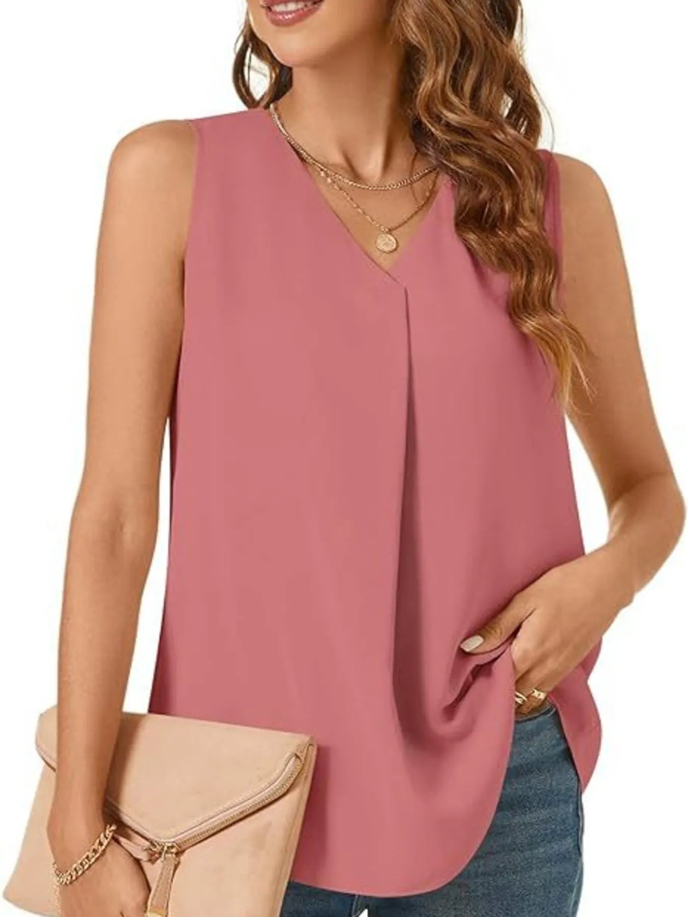 Full Size V-Neck Sleeveless Tank Top Plus Size - Lookzlike