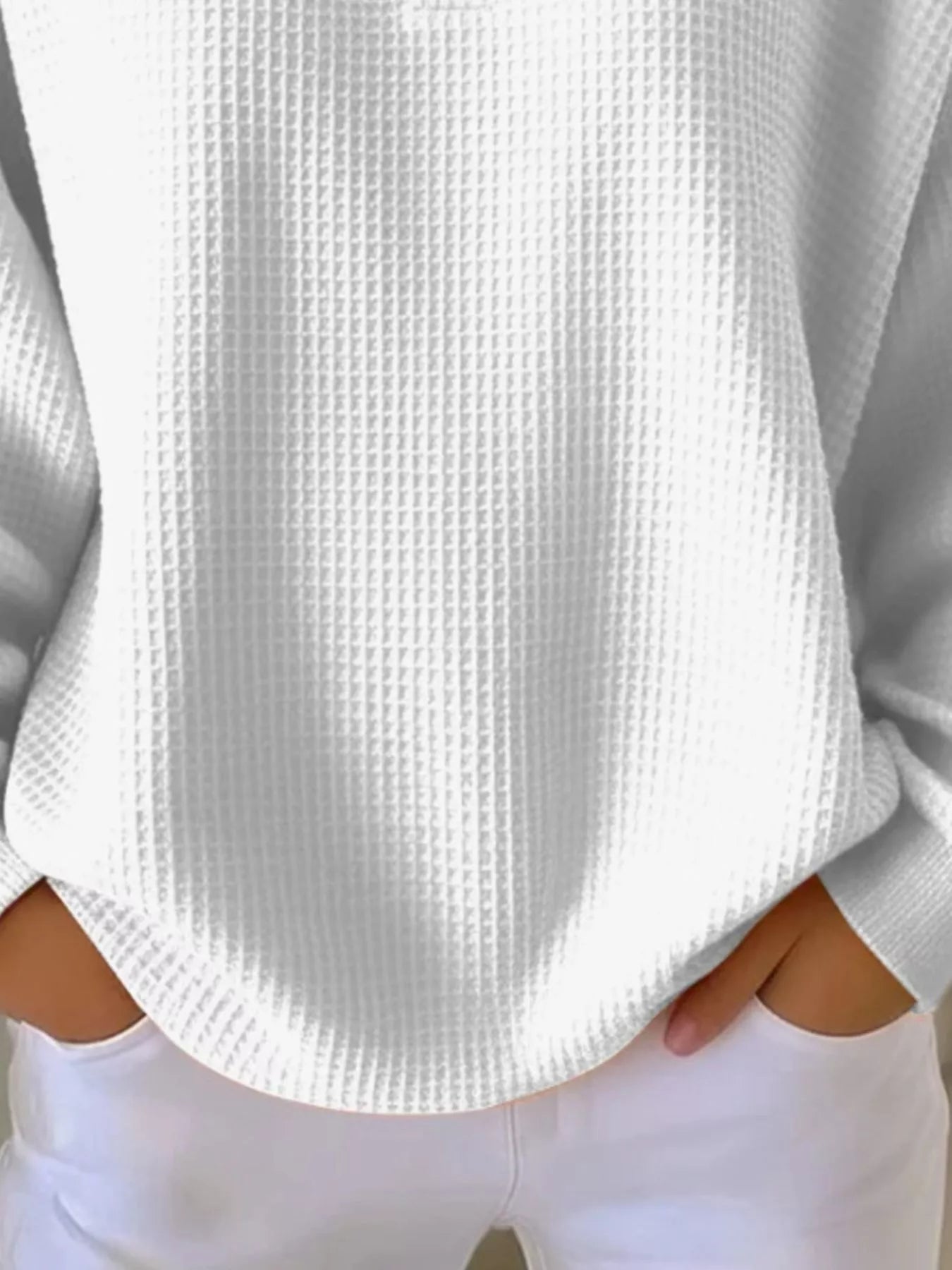 Full Size Waffle Knit Button Detail Top Plus Size designed for comfort and style at Lookzlike