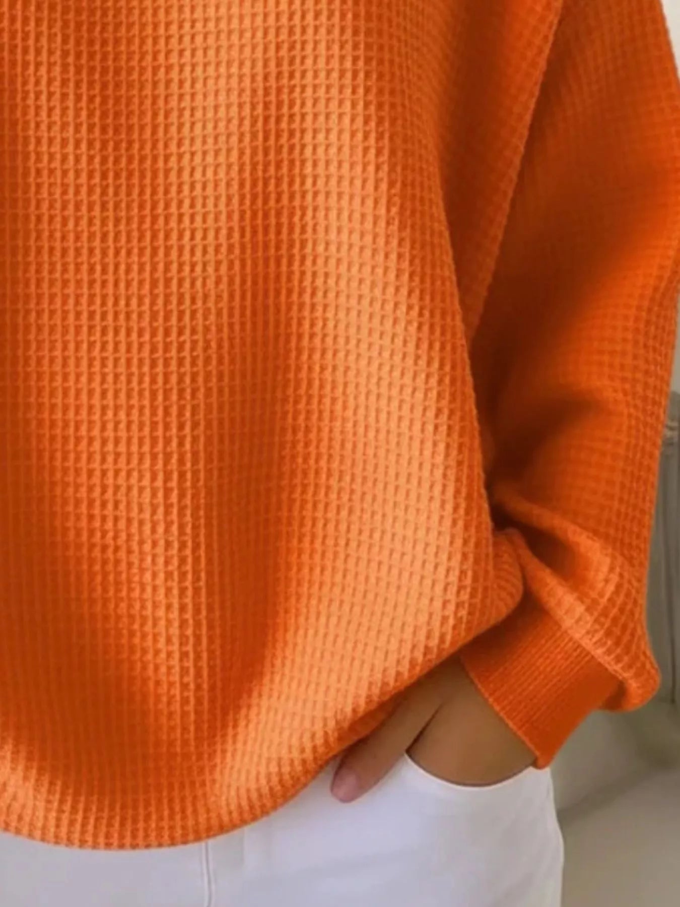 Full Size Waffle Knit Button Detail Top Plus Size designed for comfort and style at Lookzlike