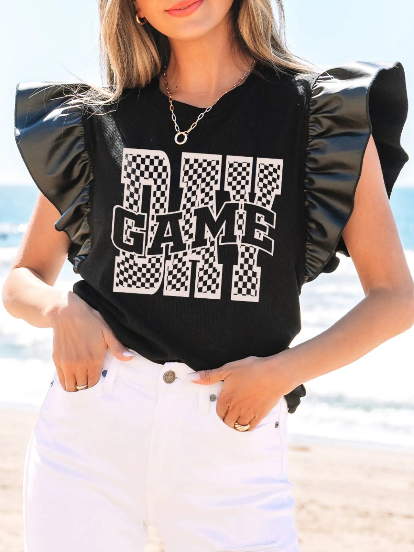 GAME DAY Ruffle Sleeve Blouse - Lookzlike