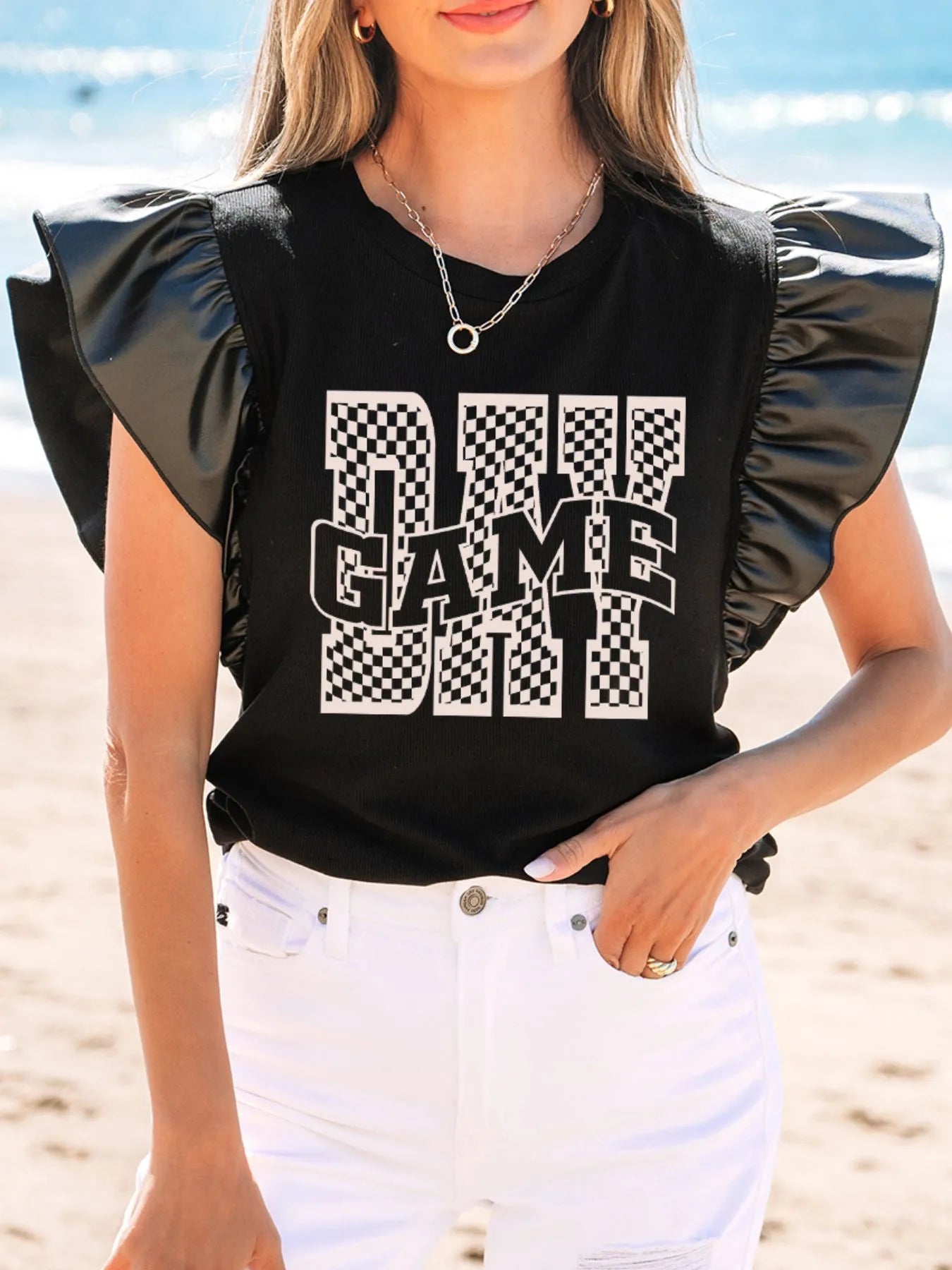 GAME DAY Ruffle Sleeve Blouse - Lookzlike