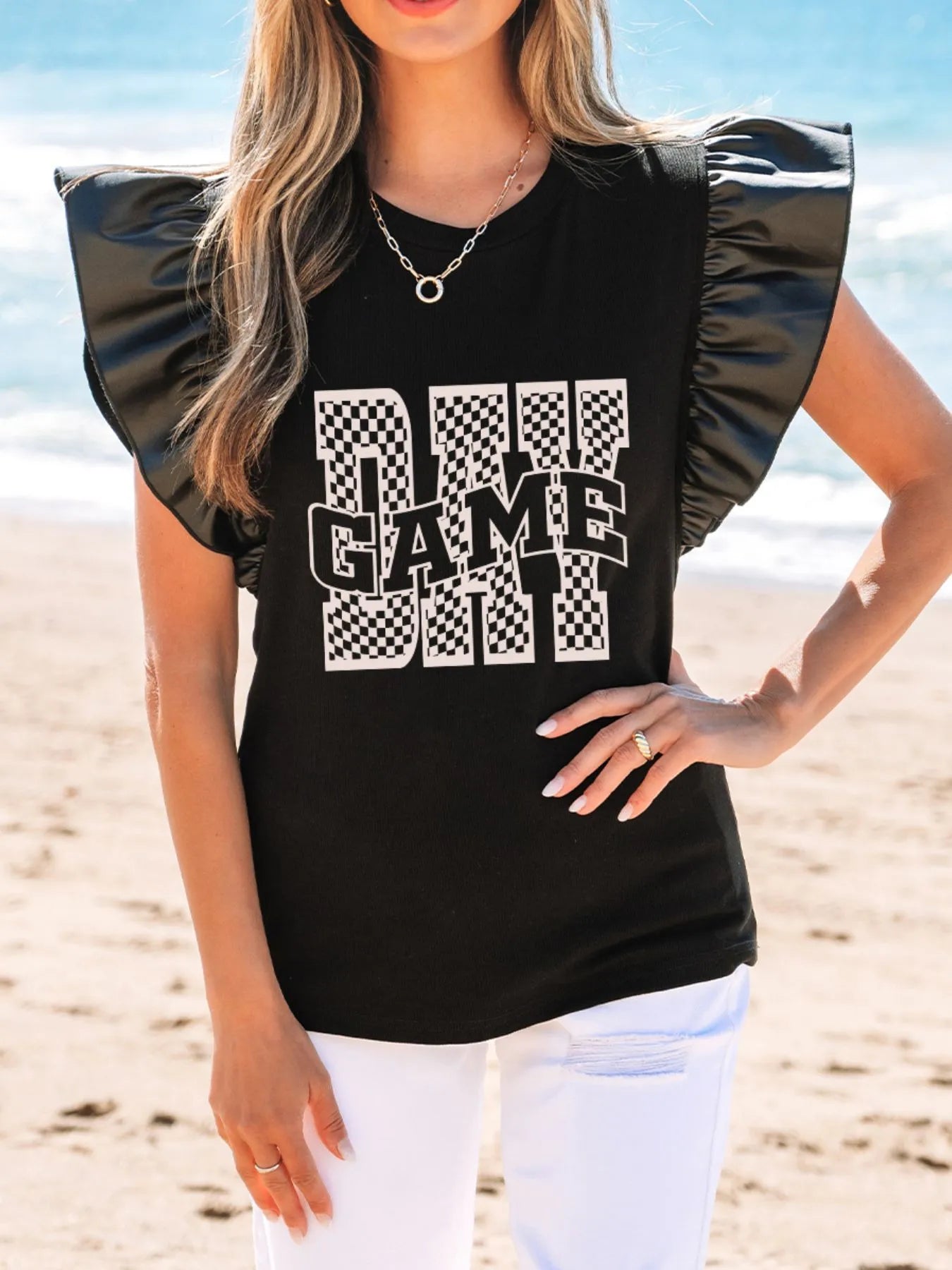 GAME DAY Ruffle Sleeve Blouse - Lookzlike