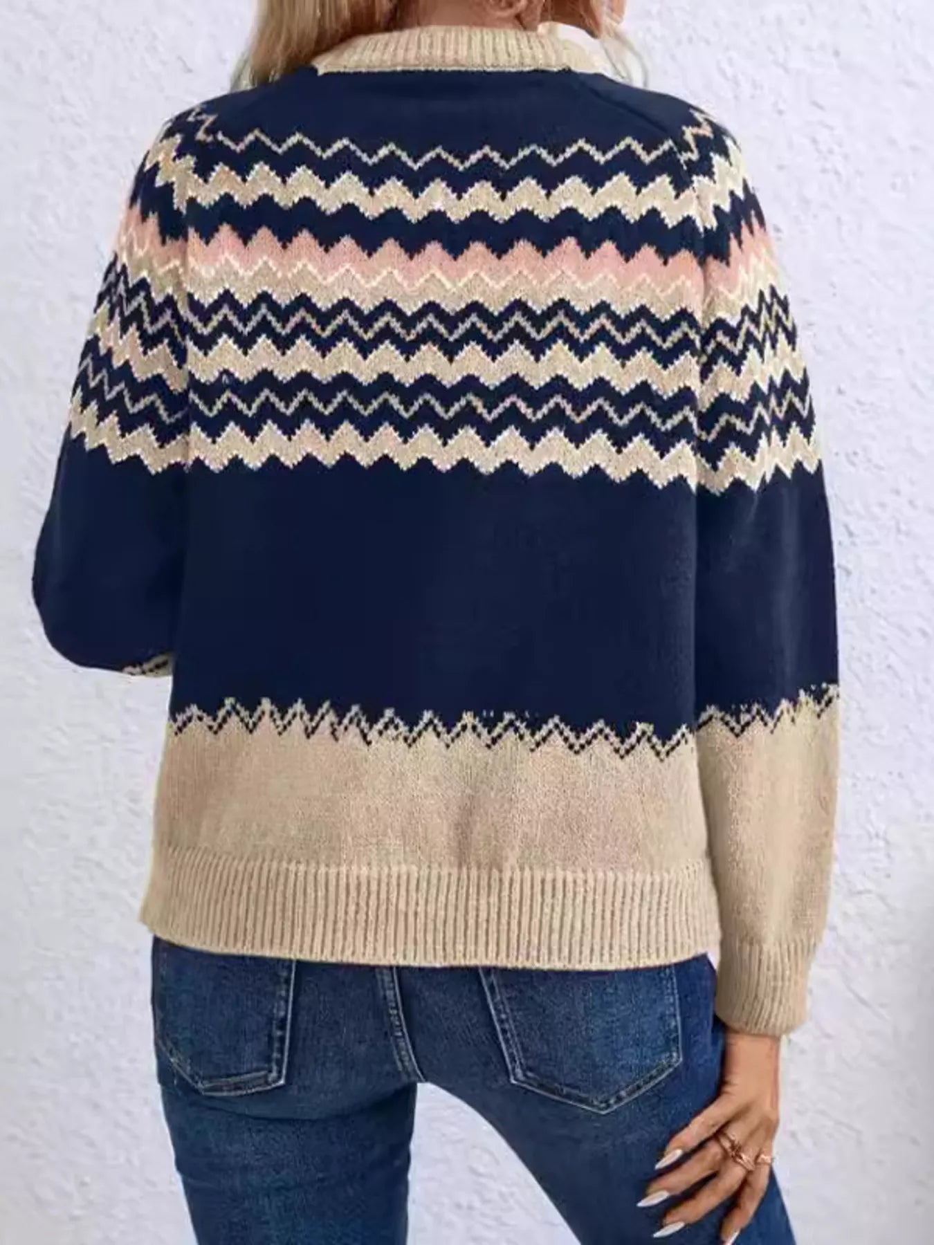 Geometric Pattern Knitted Sweater designed for comfort and style at Lookzlike