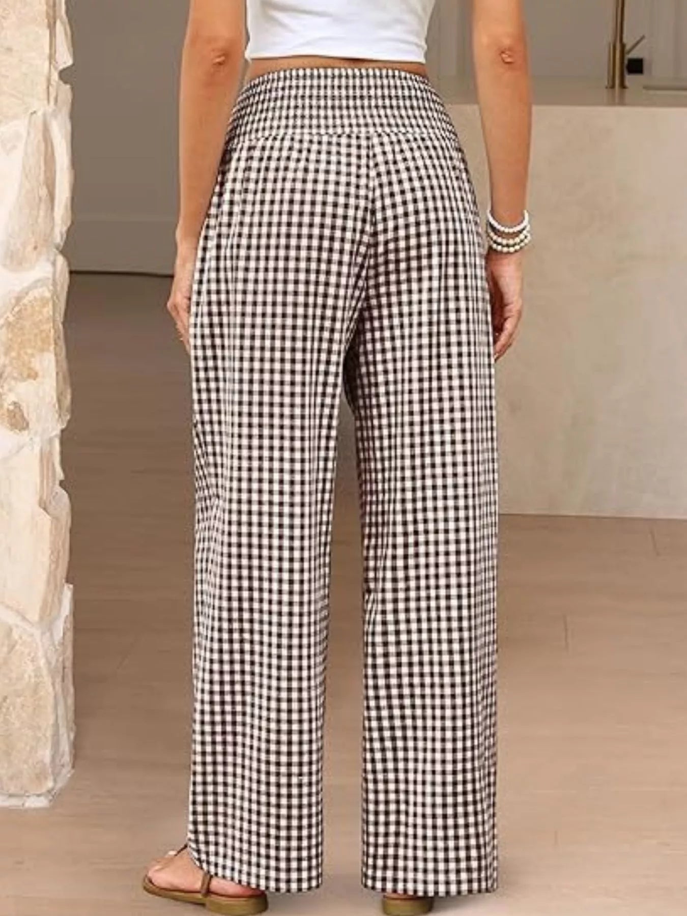 Gingham Wide-Leg Pants designed for comfort and style at Lookzlike