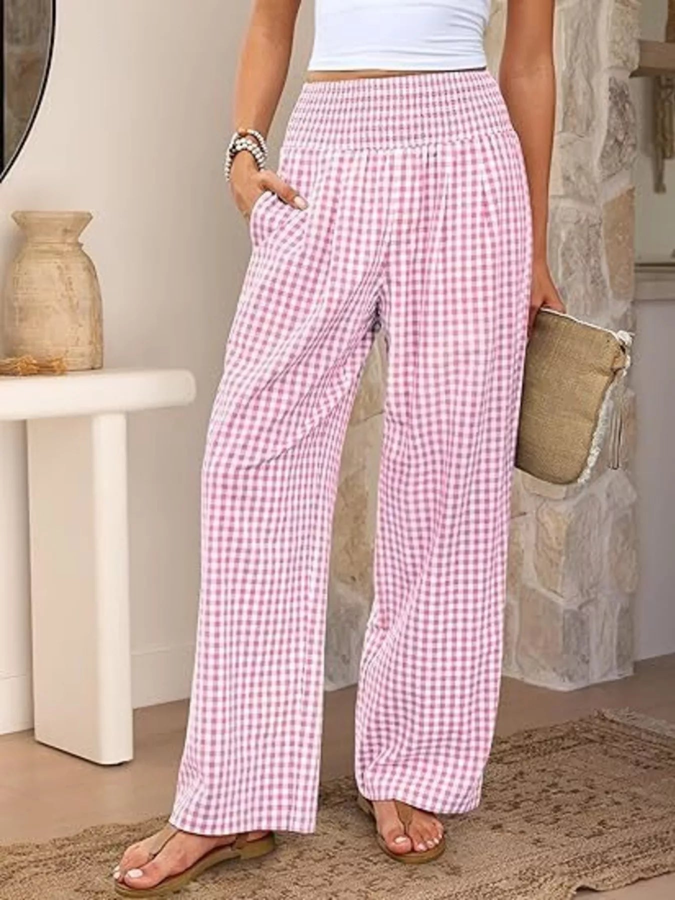 Gingham Wide-Leg Pants designed for comfort and style at Lookzlike