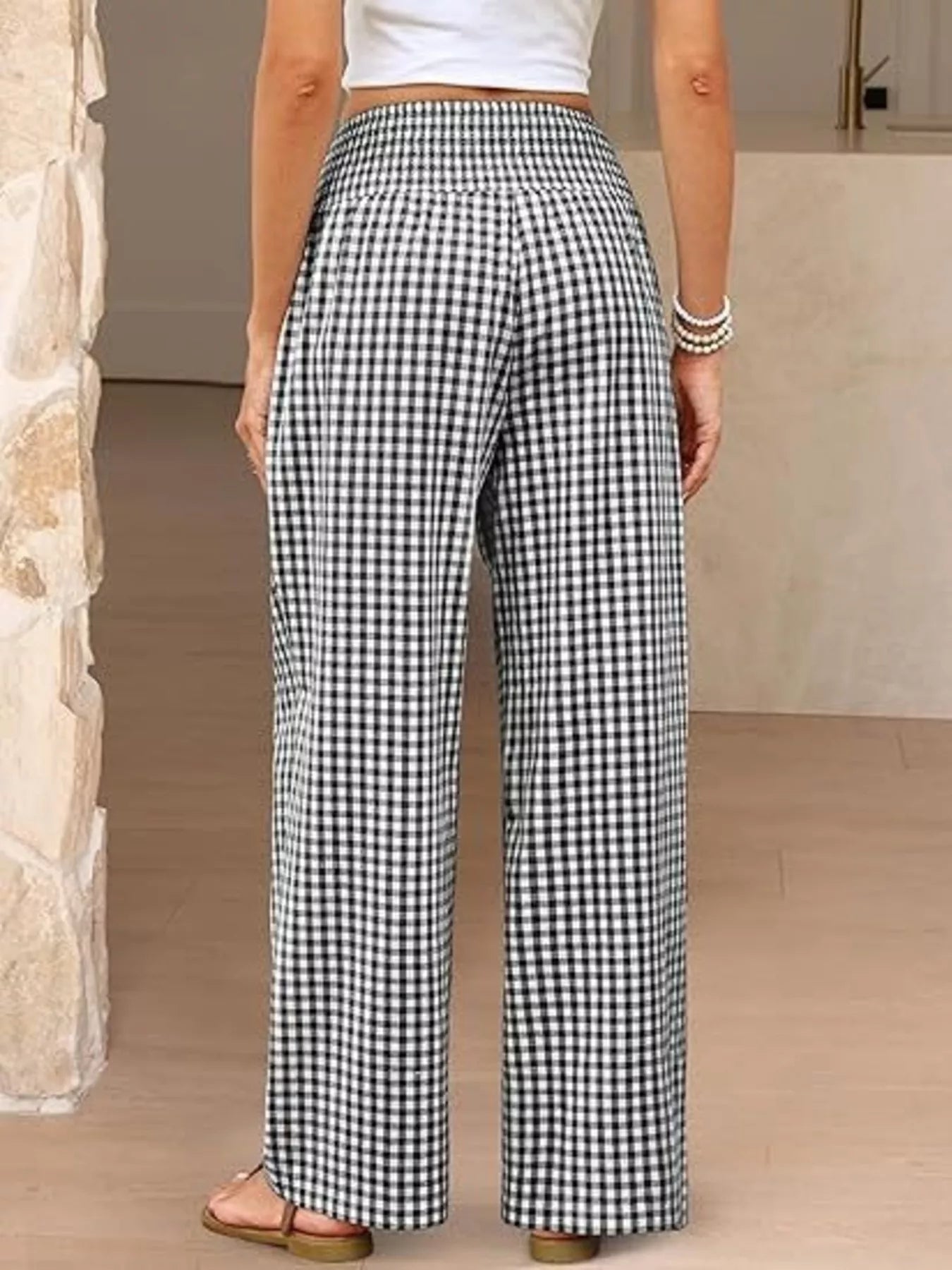 Gingham Wide-Leg Pants designed for comfort and style at Lookzlike