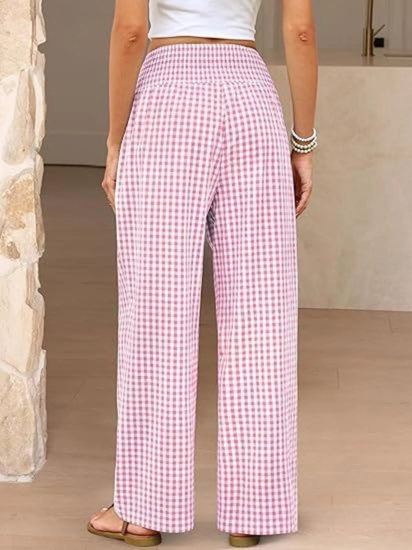 Gingham Wide-Leg Pants designed for comfort and style at Lookzlike