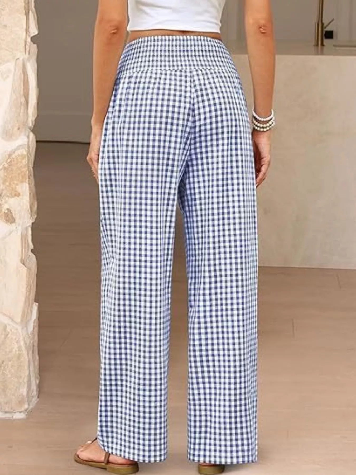 Gingham Wide-Leg Pants designed for comfort and style at Lookzlike
