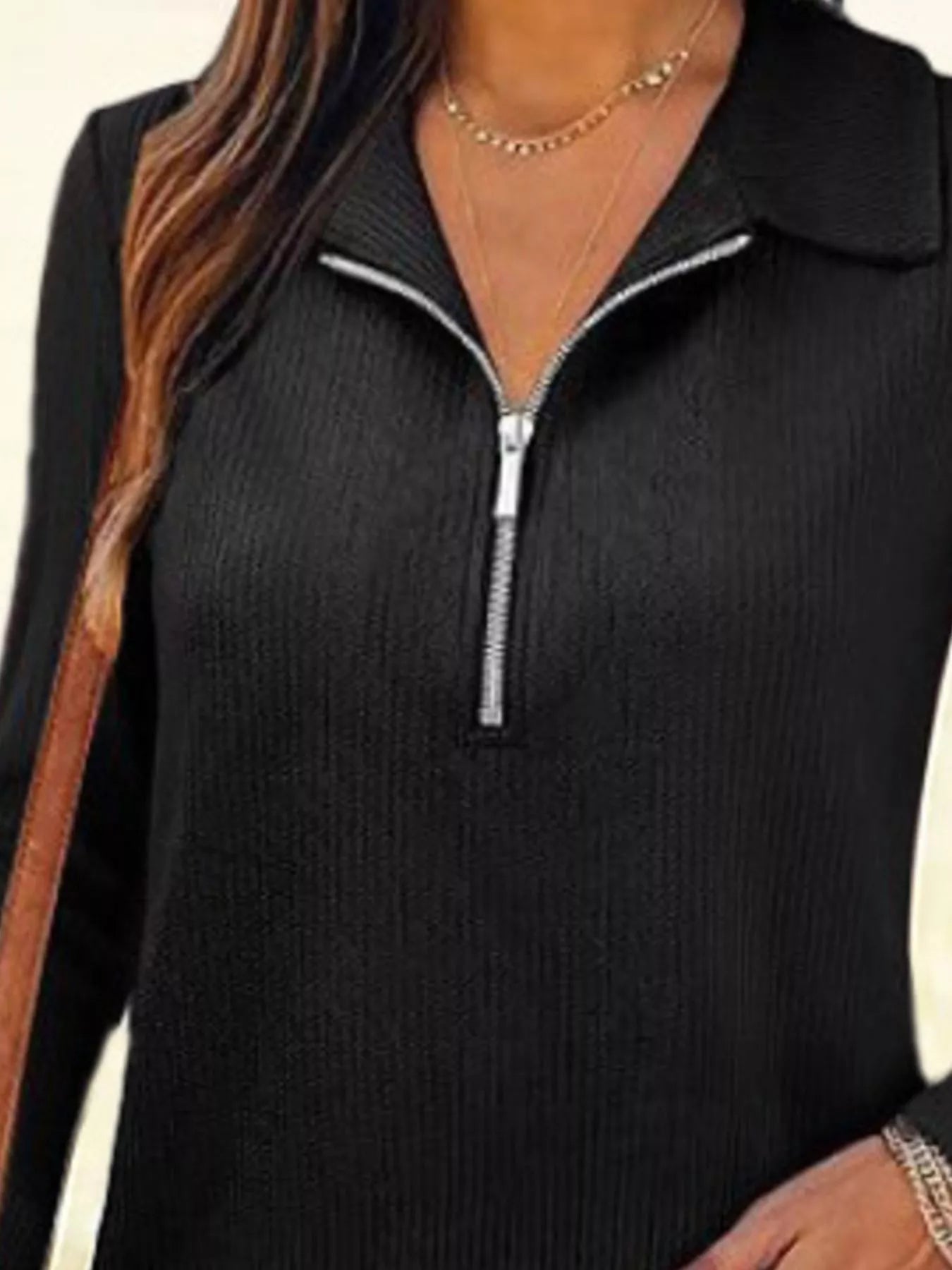 Half Zip Long Sleeve Knit Top designed for comfort and style at Lookzlike