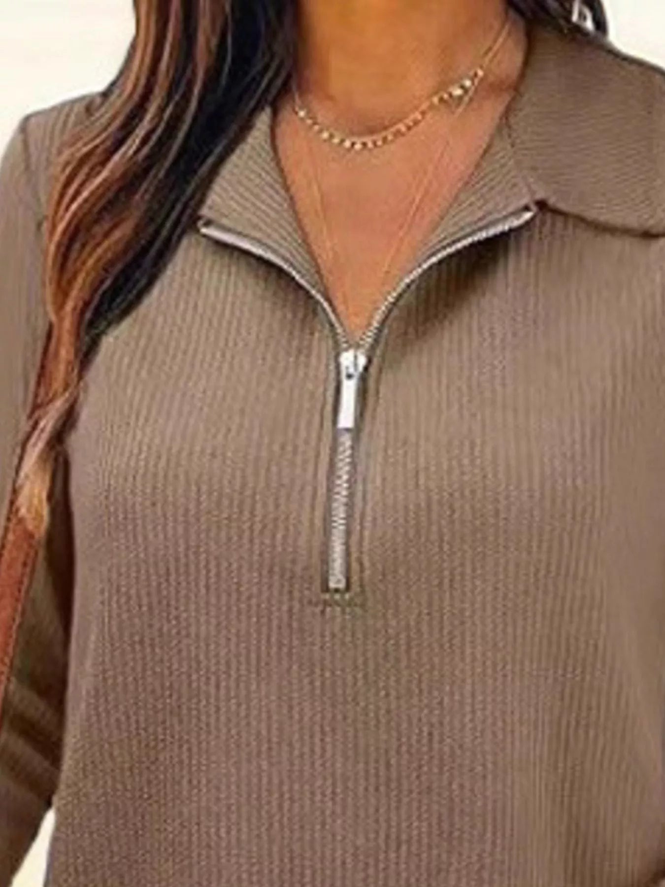 Half Zip Long Sleeve Knit Top designed for comfort and style at Lookzlike