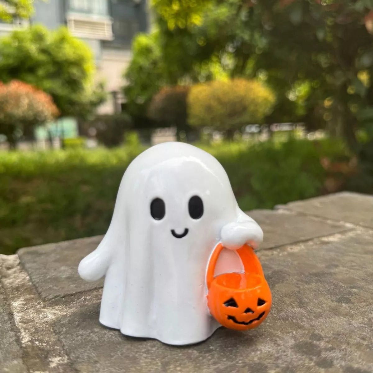 Halloween Ghost Ornament with Pumpkin Basket designed for comfort and style at Lookzlike