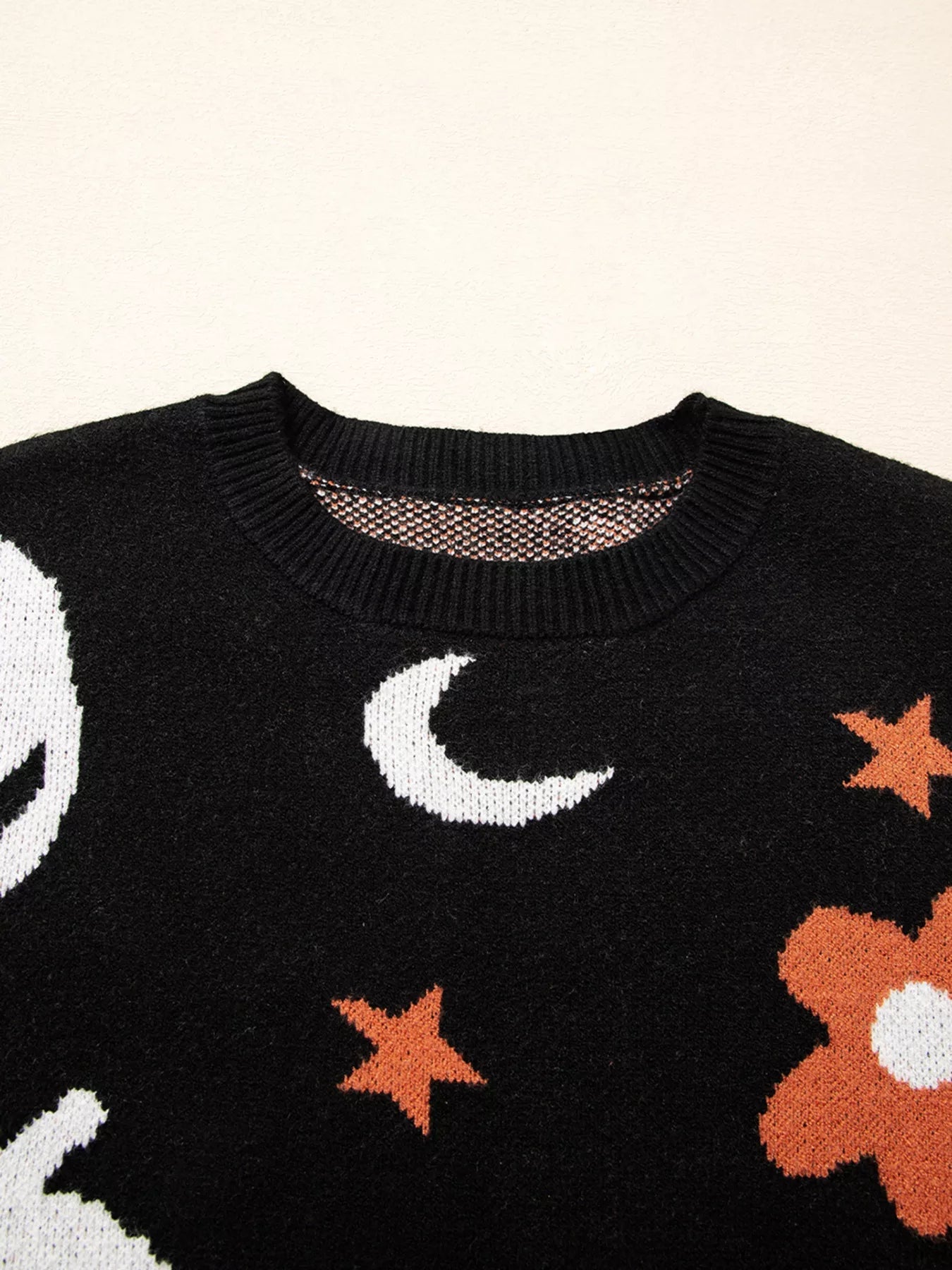 Halloween Gothic Pattern Long Sleeve Sweater designed for comfort and style at Lookzlike
