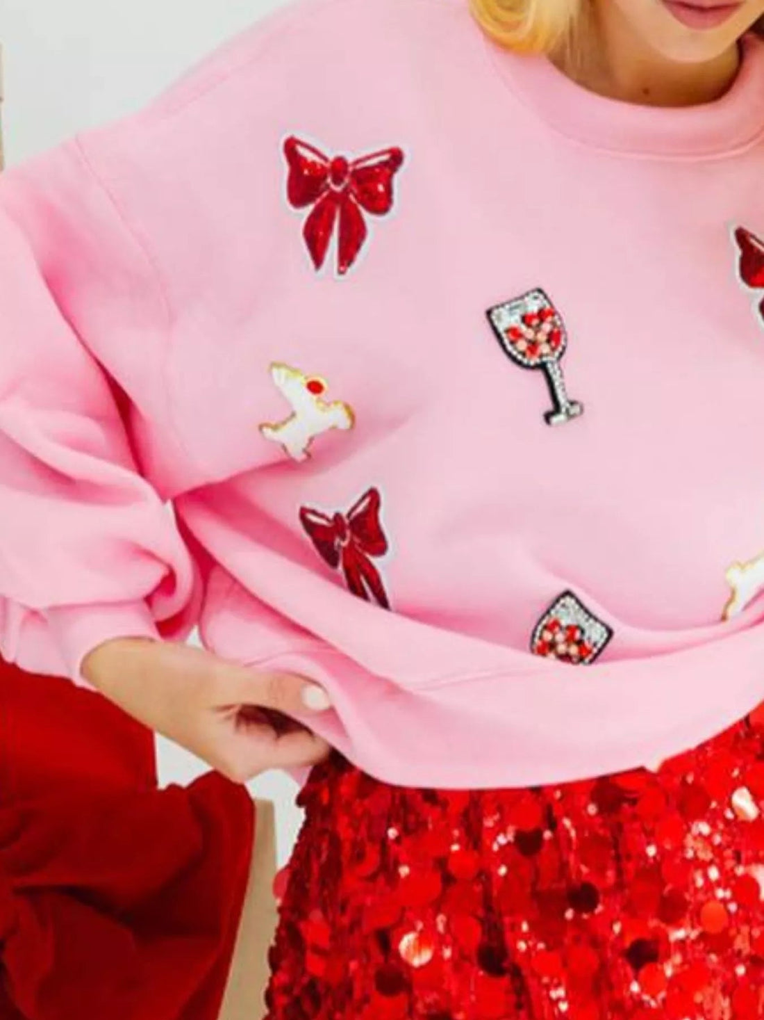 Halloween Sequin Round Neck Long Sleeve Sweatshirt designed for comfort and style at Lookzlike