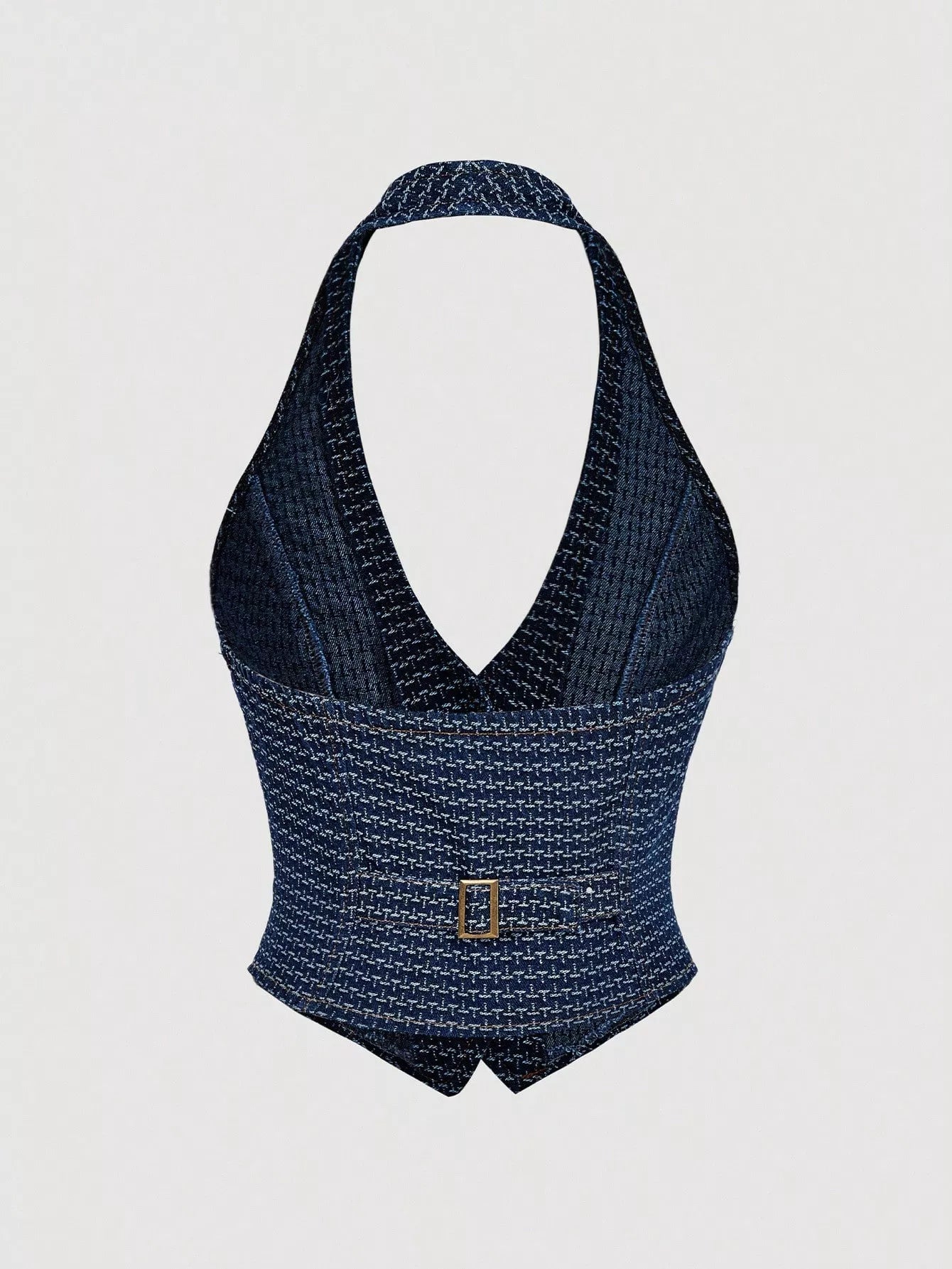 Halter Neck Denim Vest and Wide-Leg Jeans Set designed for comfort and style at Lookzlike