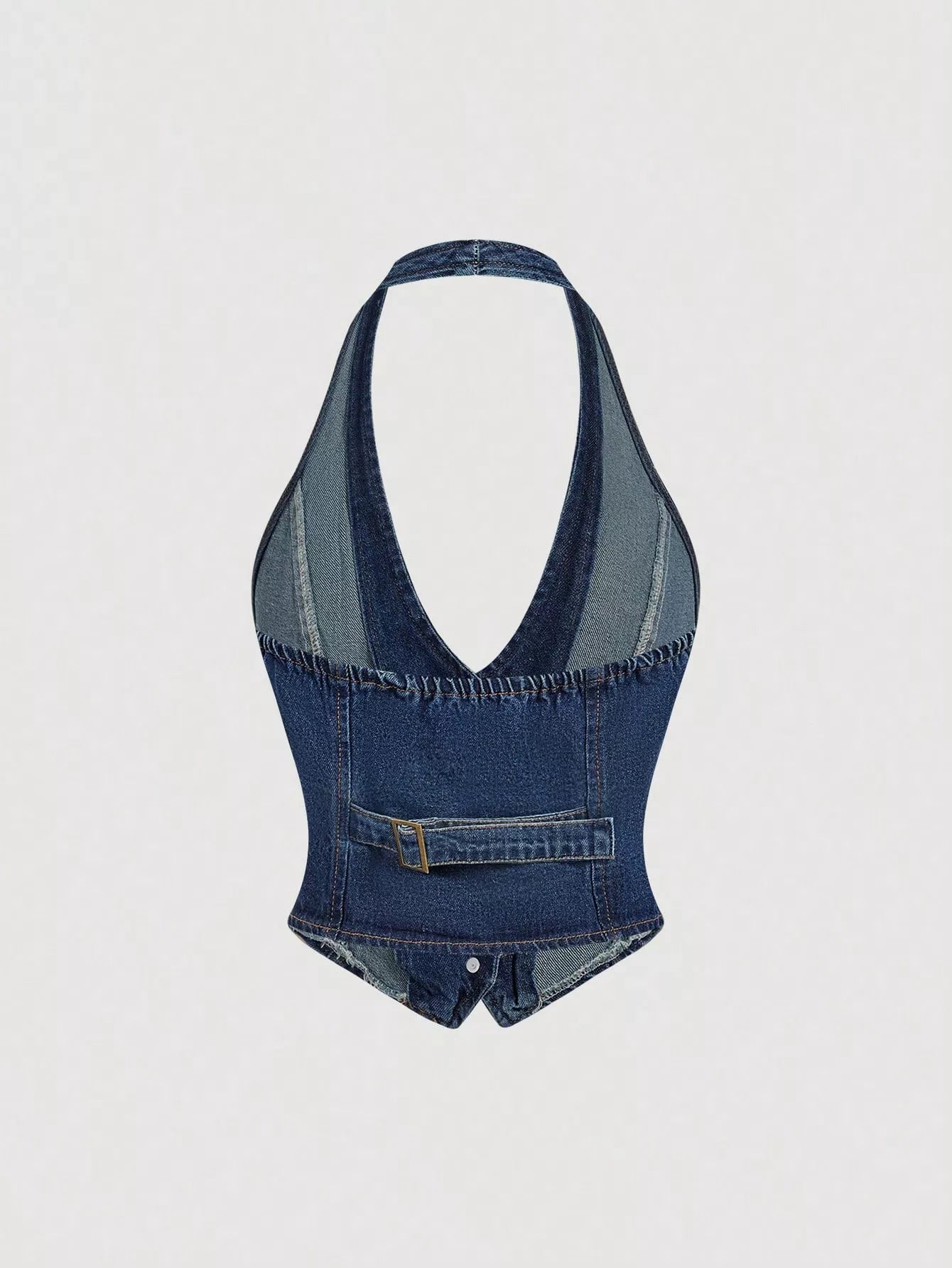 Halter Neck Denim Vest and Wide-Leg Jeans Set designed for comfort and style at Lookzlike