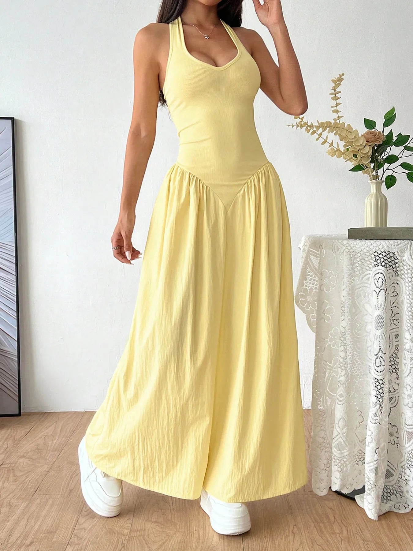 Halter Neck Maxi Dress designed for comfort and style at Lookzlike