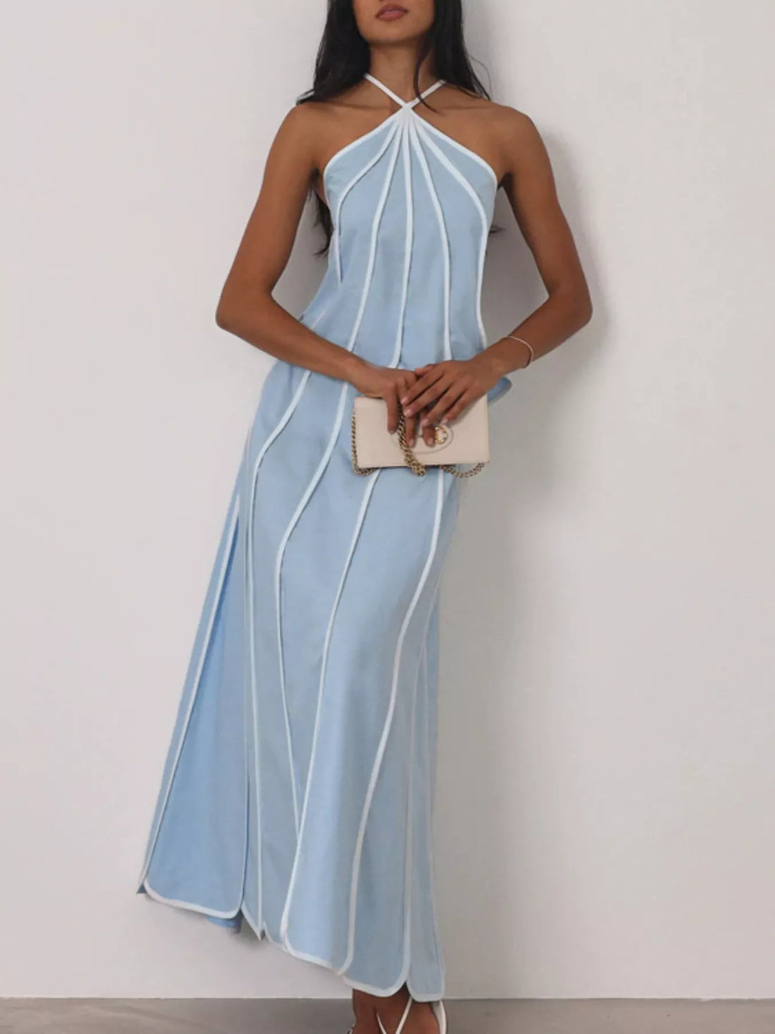 Halter Neck Scalloped Hem Top and Skirt Set designed for comfort and style at Lookzlike