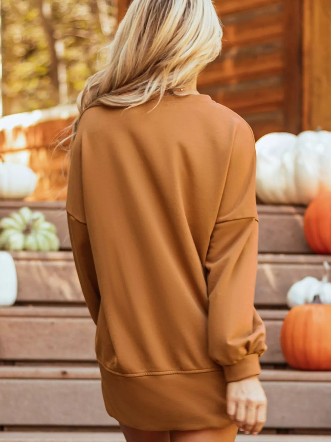 Happy Halloween Graphic Notched Long Sleeve Loose Top designed for comfort and style at Lookzlike