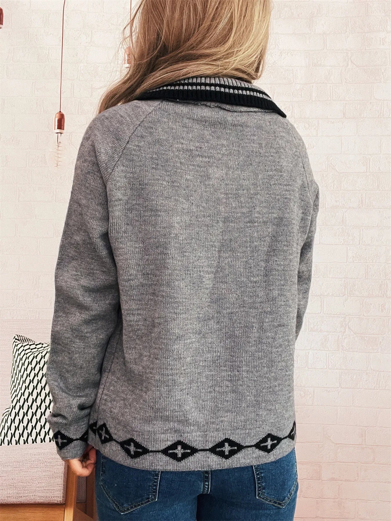 Heart Button Long Sleeve Cardigan designed for comfort and style at Lookzlike