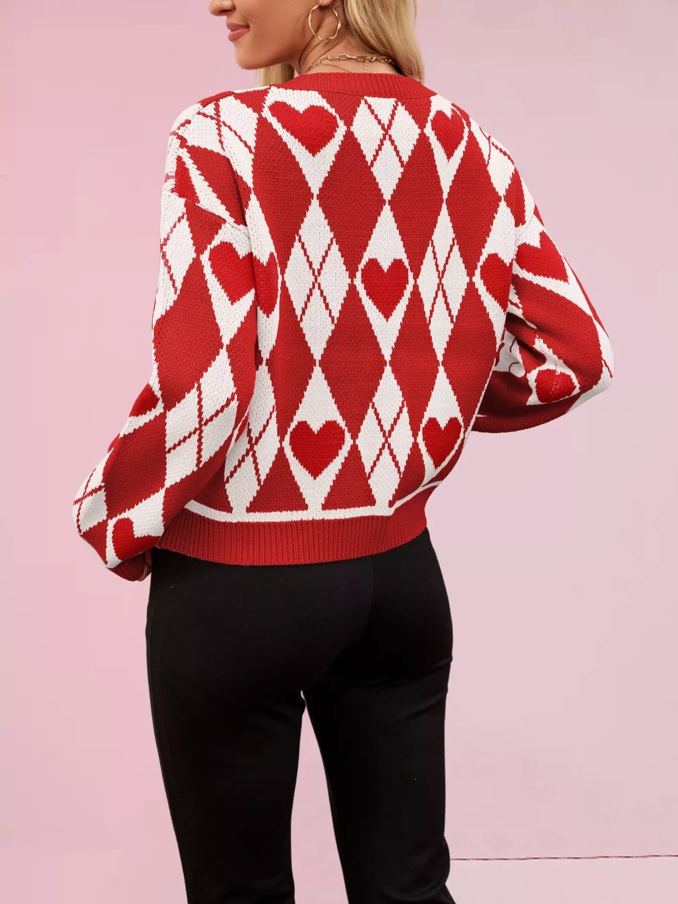 Heart Pattern Button - Up Cardigan designed for comfort and style at Lookzlike