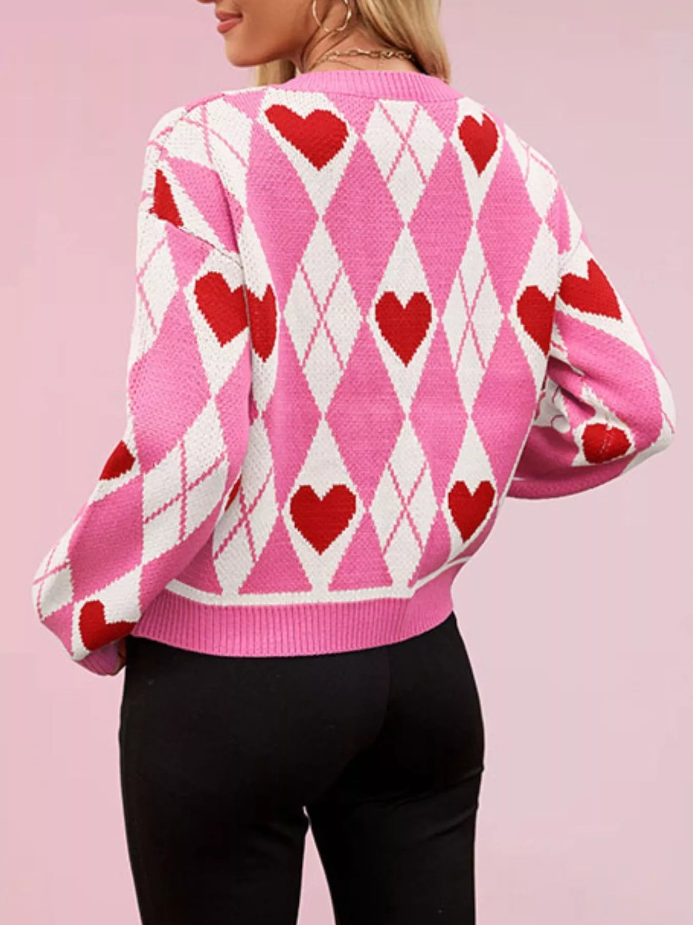 Heart Pattern Button - Up Cardigan designed for comfort and style at Lookzlike