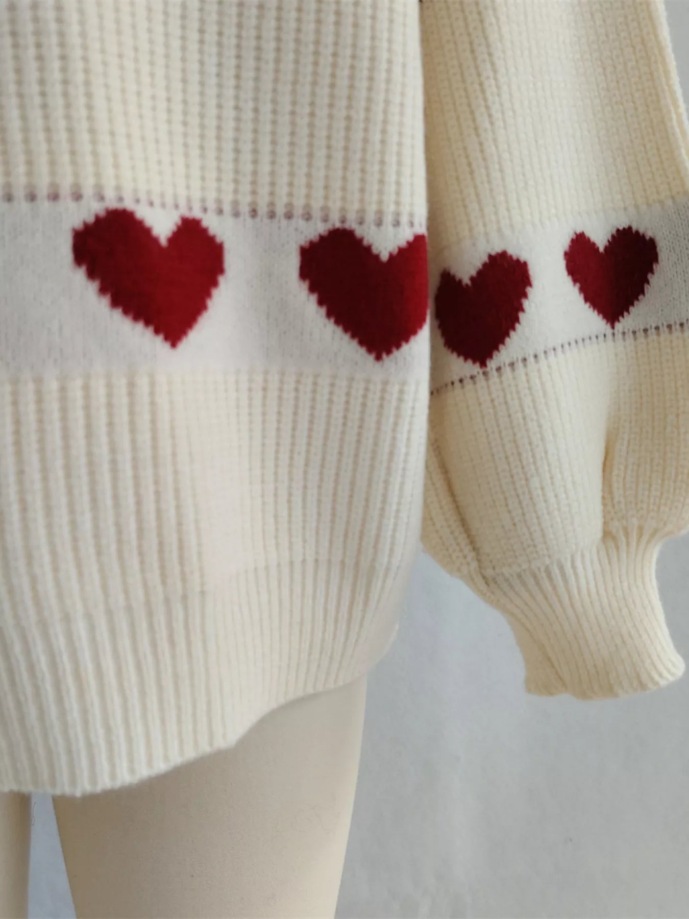 Heart Pattern Dropped Shoulder Sweater designed for comfort and style at Lookzlike