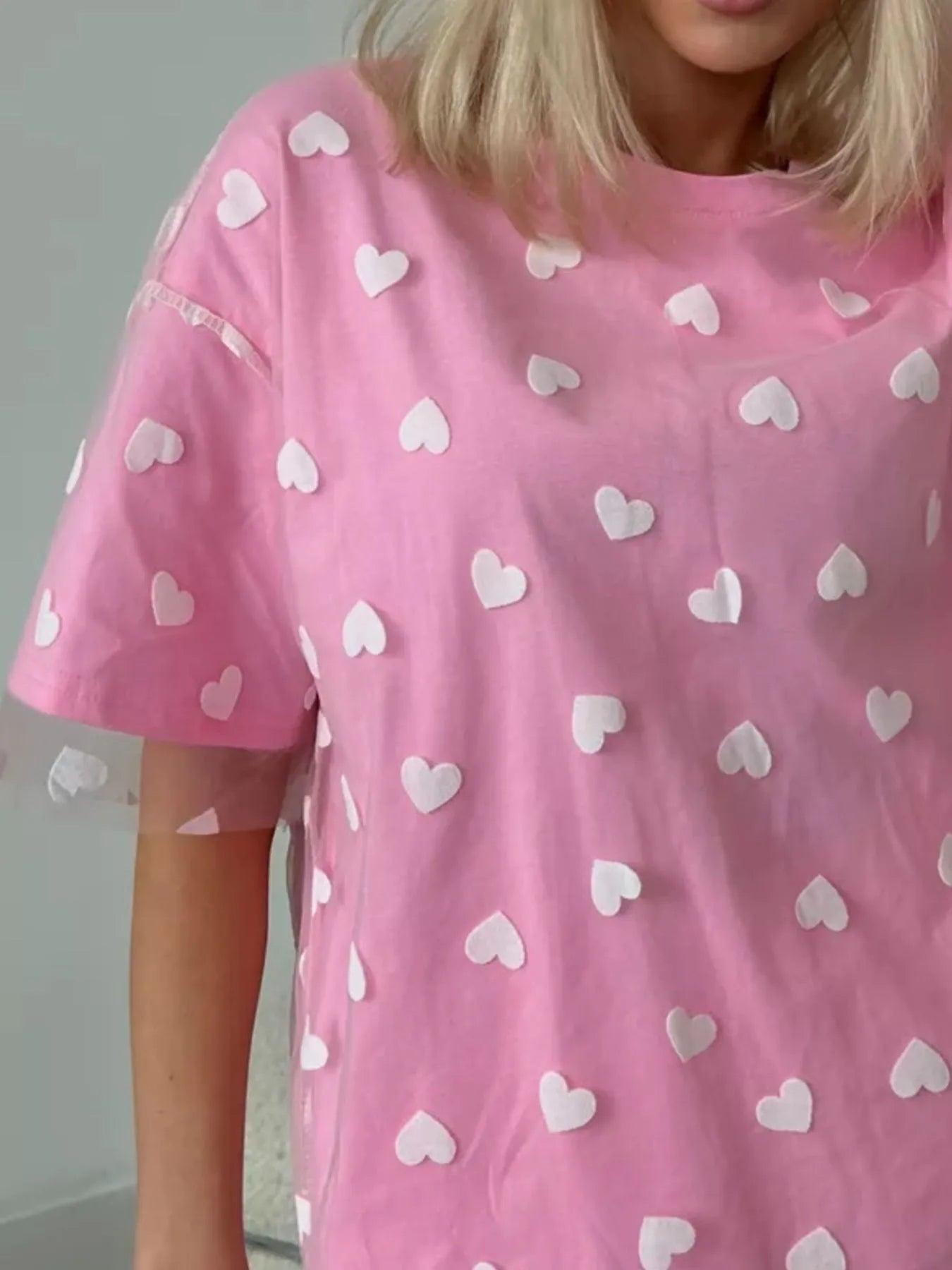 Heart Print Oversized T-Shirt - Lookzlike