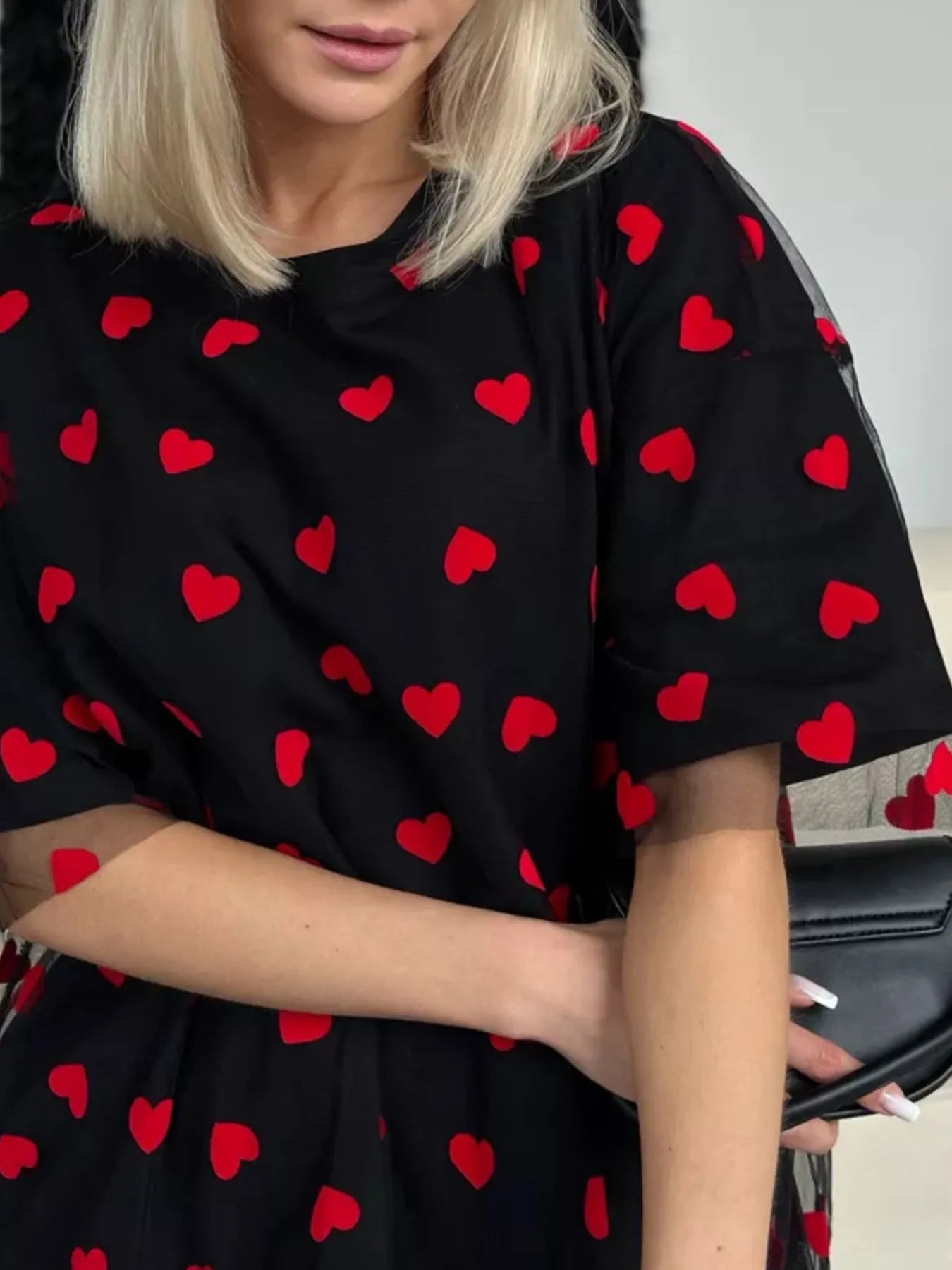 Heart Print Oversized T-Shirt - Lookzlike