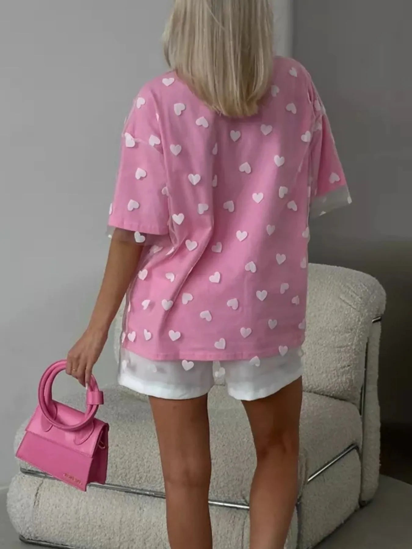 Heart Print Oversized T-Shirt - Lookzlike