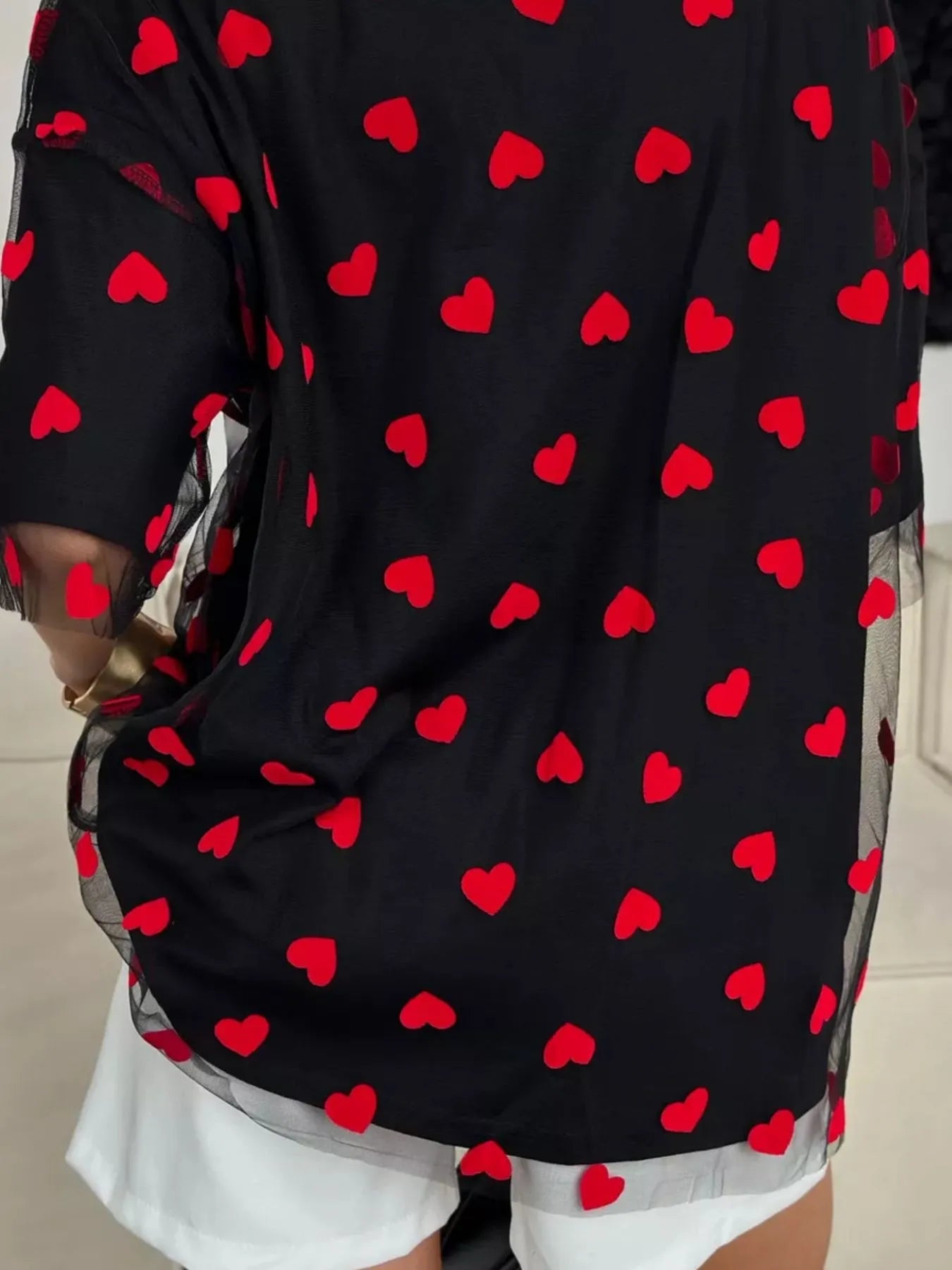 Heart Print Oversized T-Shirt - Lookzlike