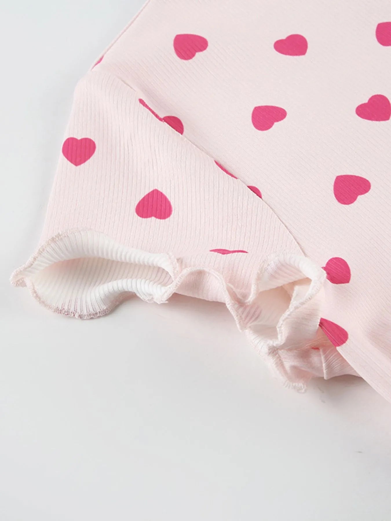Heart Print Top and Shorts Loungewear Set - Lookzlike