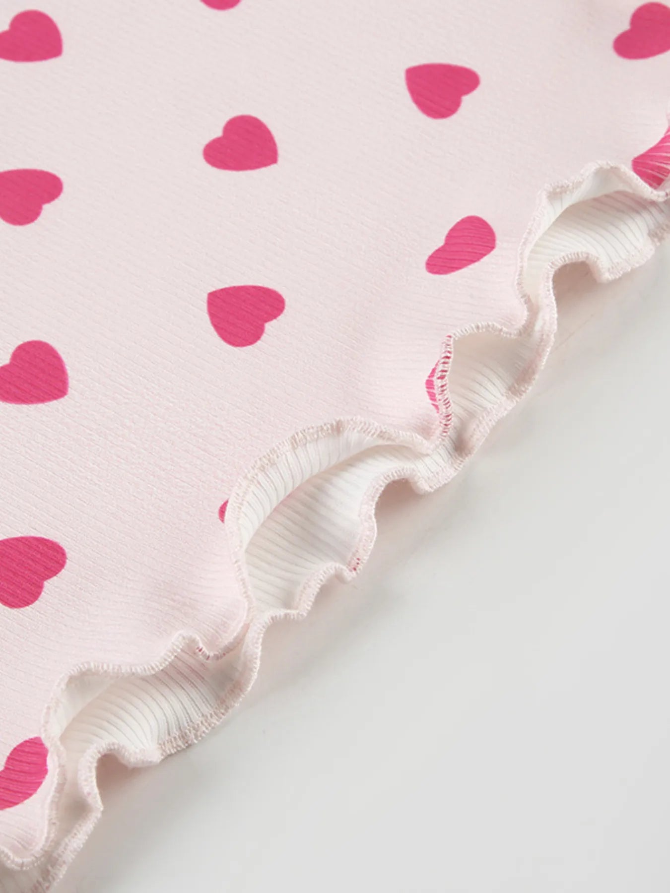 Heart Print Top and Shorts Loungewear Set - Lookzlike