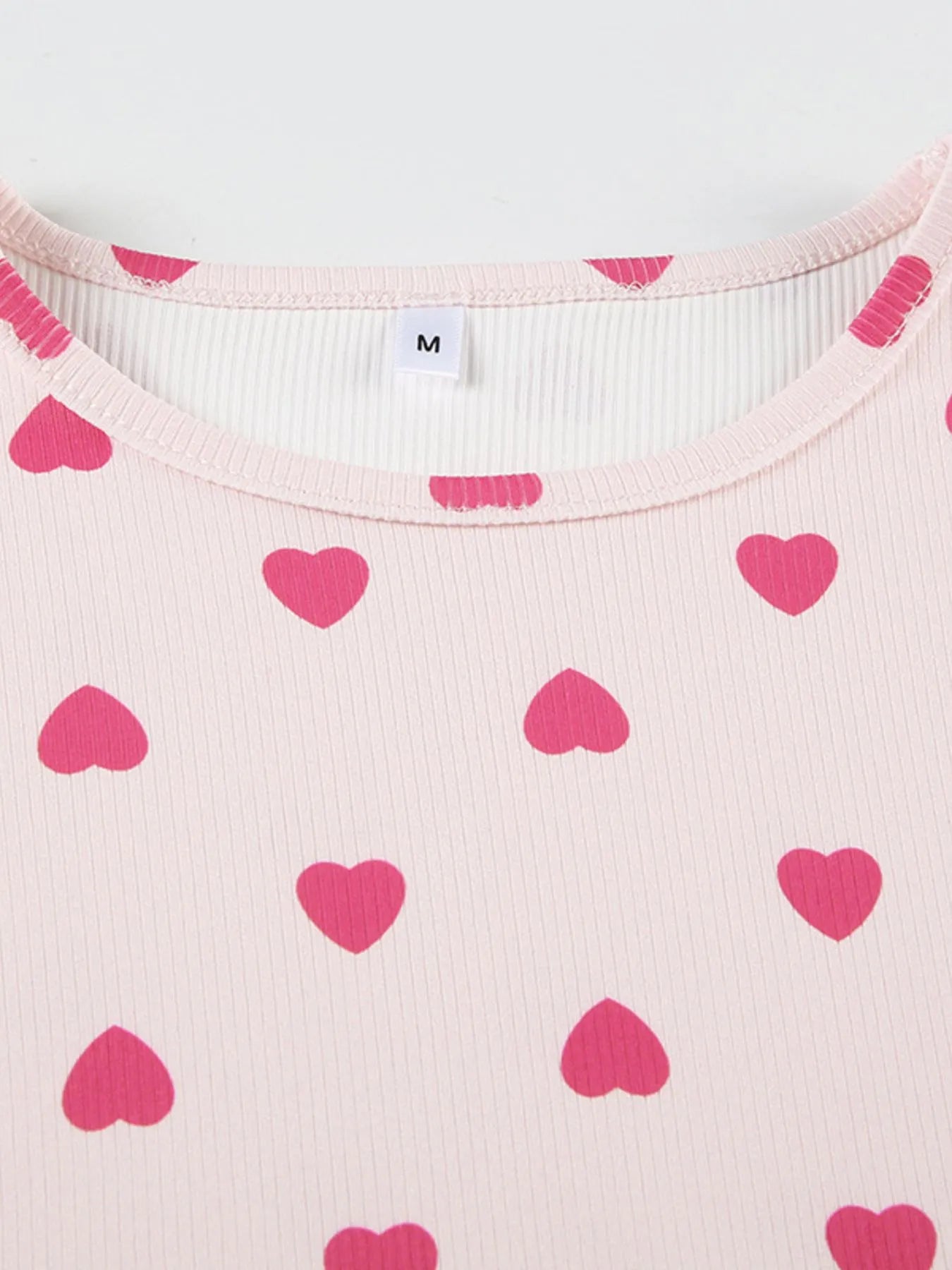 Heart Print Top and Shorts Loungewear Set - Lookzlike