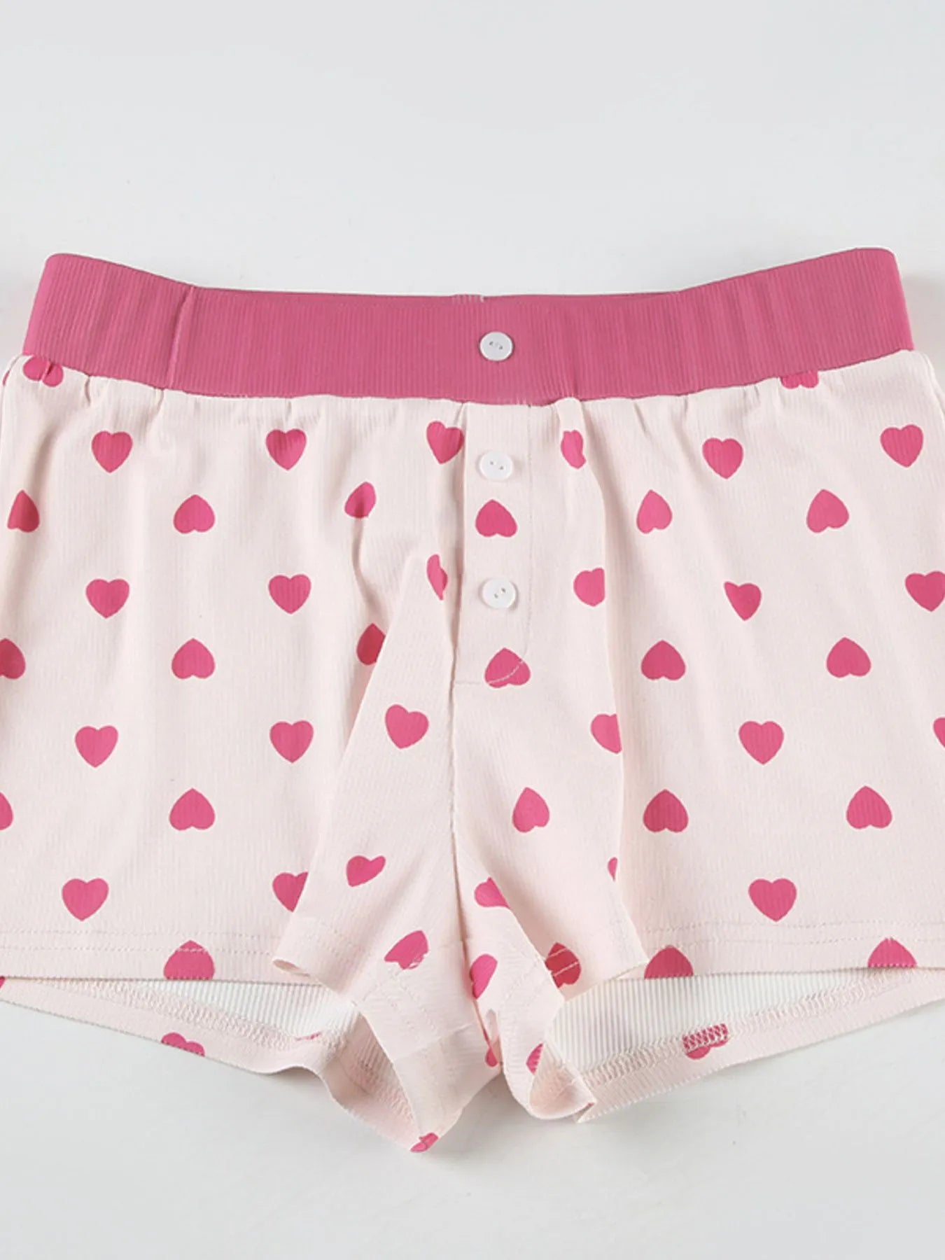 Heart Print Top and Shorts Loungewear Set - Lookzlike
