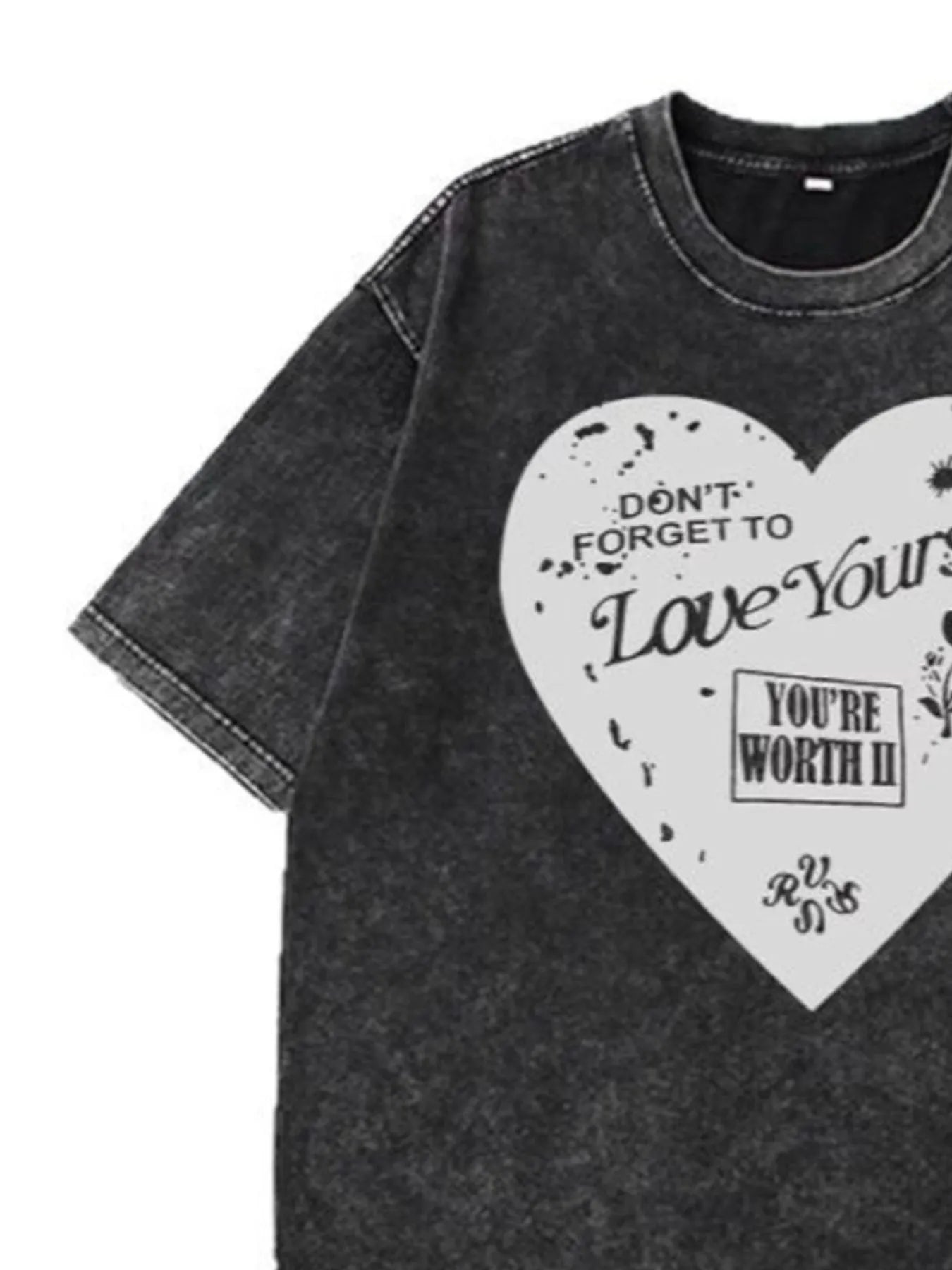 Heart Round Neck Short Sleeve T-Shirt - Lookzlike