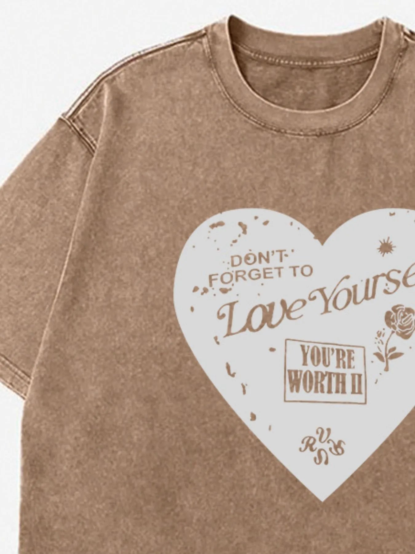 Heart Round Neck Short Sleeve T-Shirt - Lookzlike