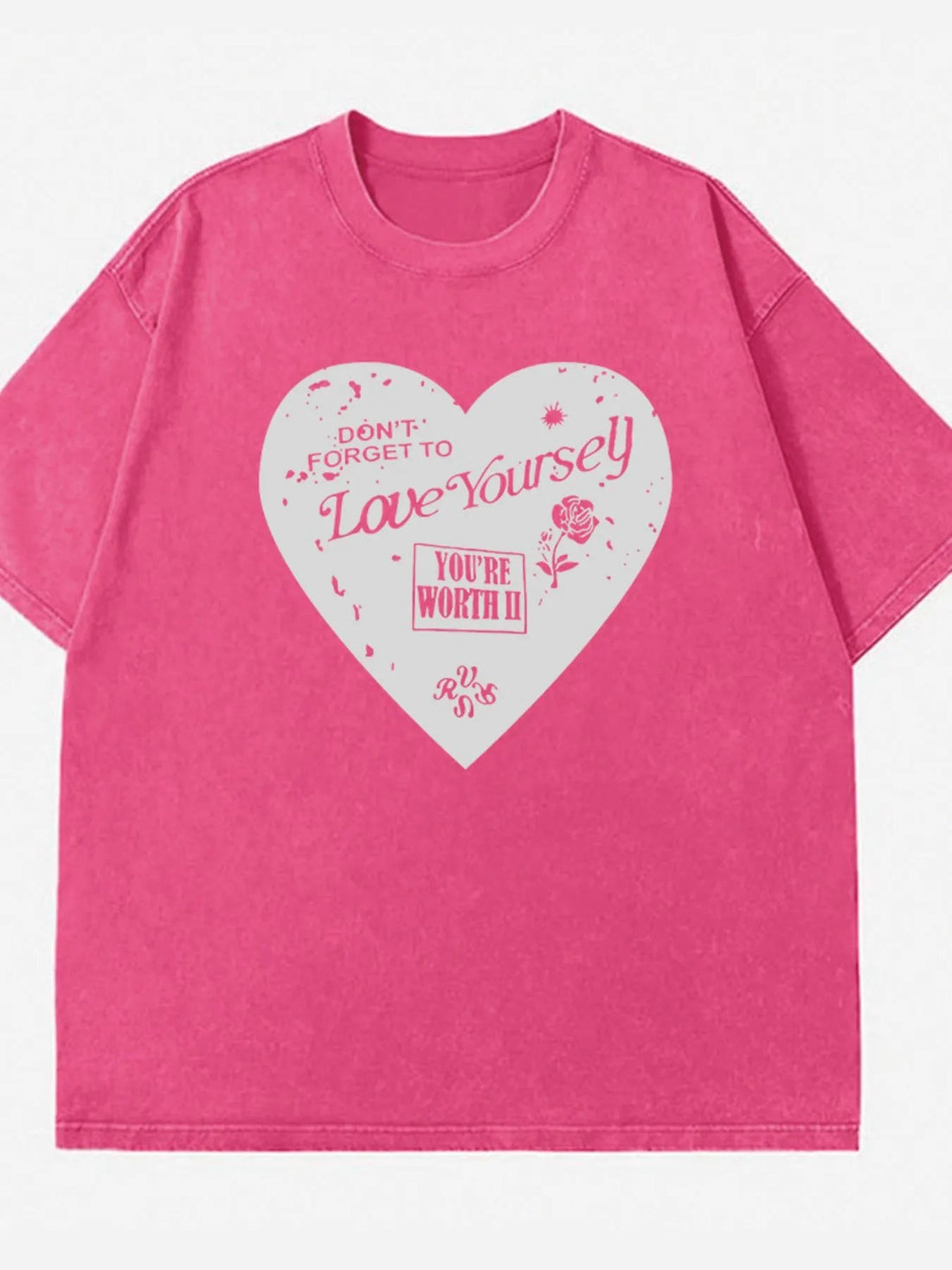 Heart Round Neck Short Sleeve T-Shirt - Lookzlike
