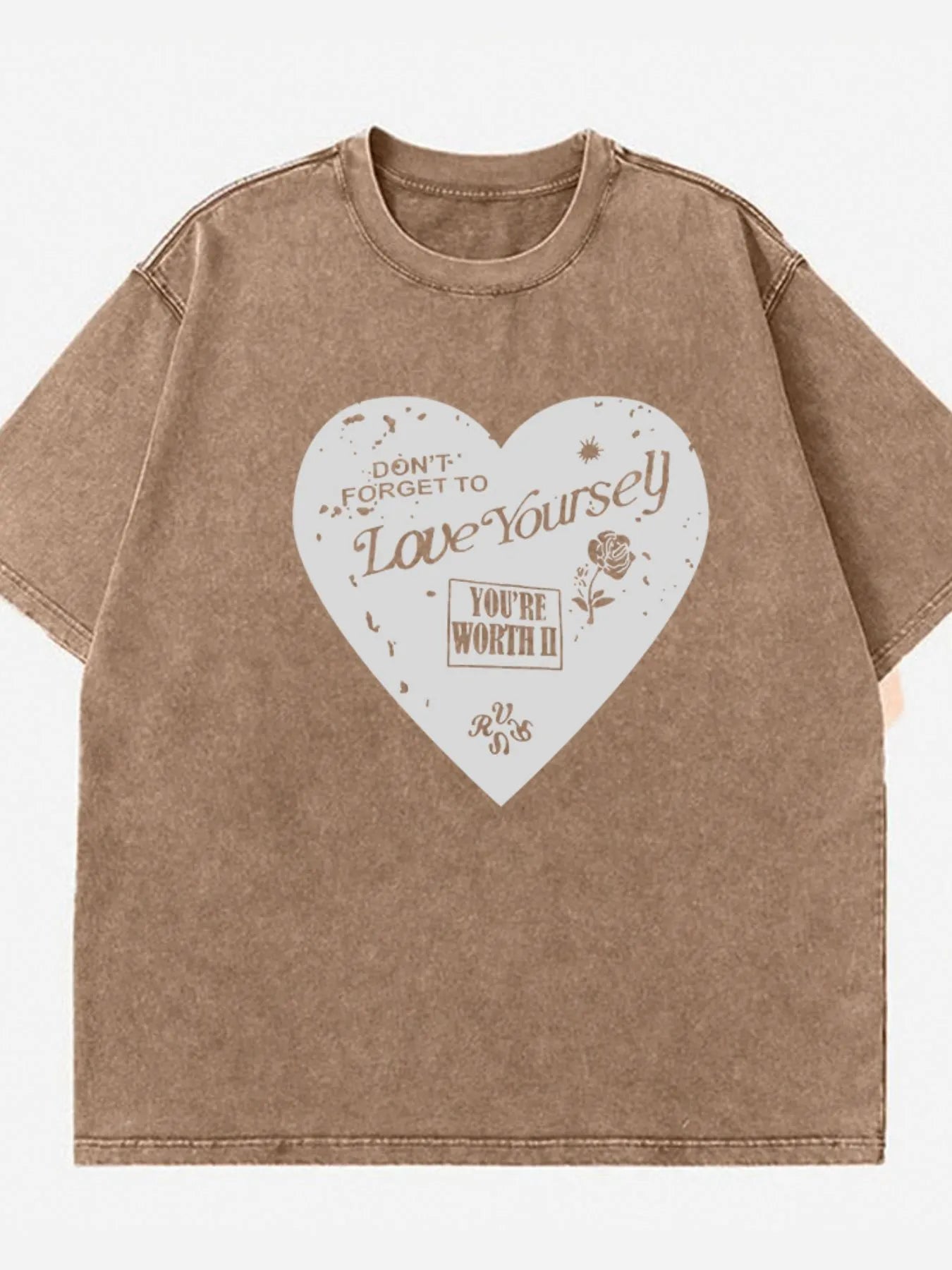 Heart Round Neck Short Sleeve T-Shirt - Lookzlike