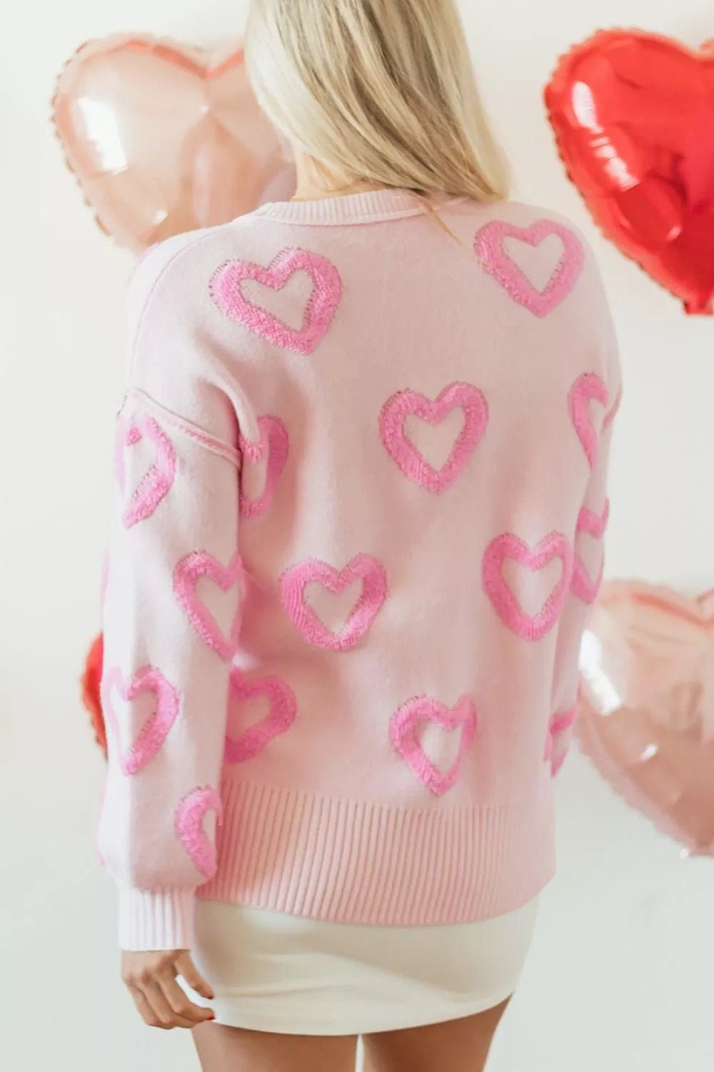 Heart Shape Bubble Sleeve Baggy Sweater designed for comfort and style at Lookzlike