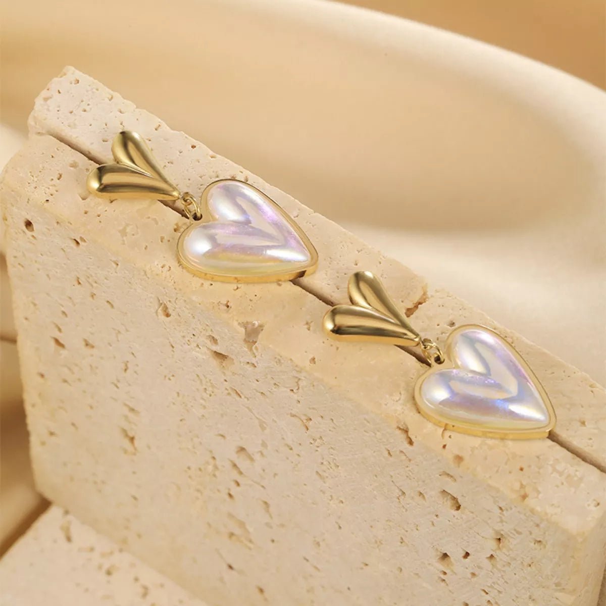 Heart - Shaped Pearl Drop Earrings designed for comfort and style at Lookzlike