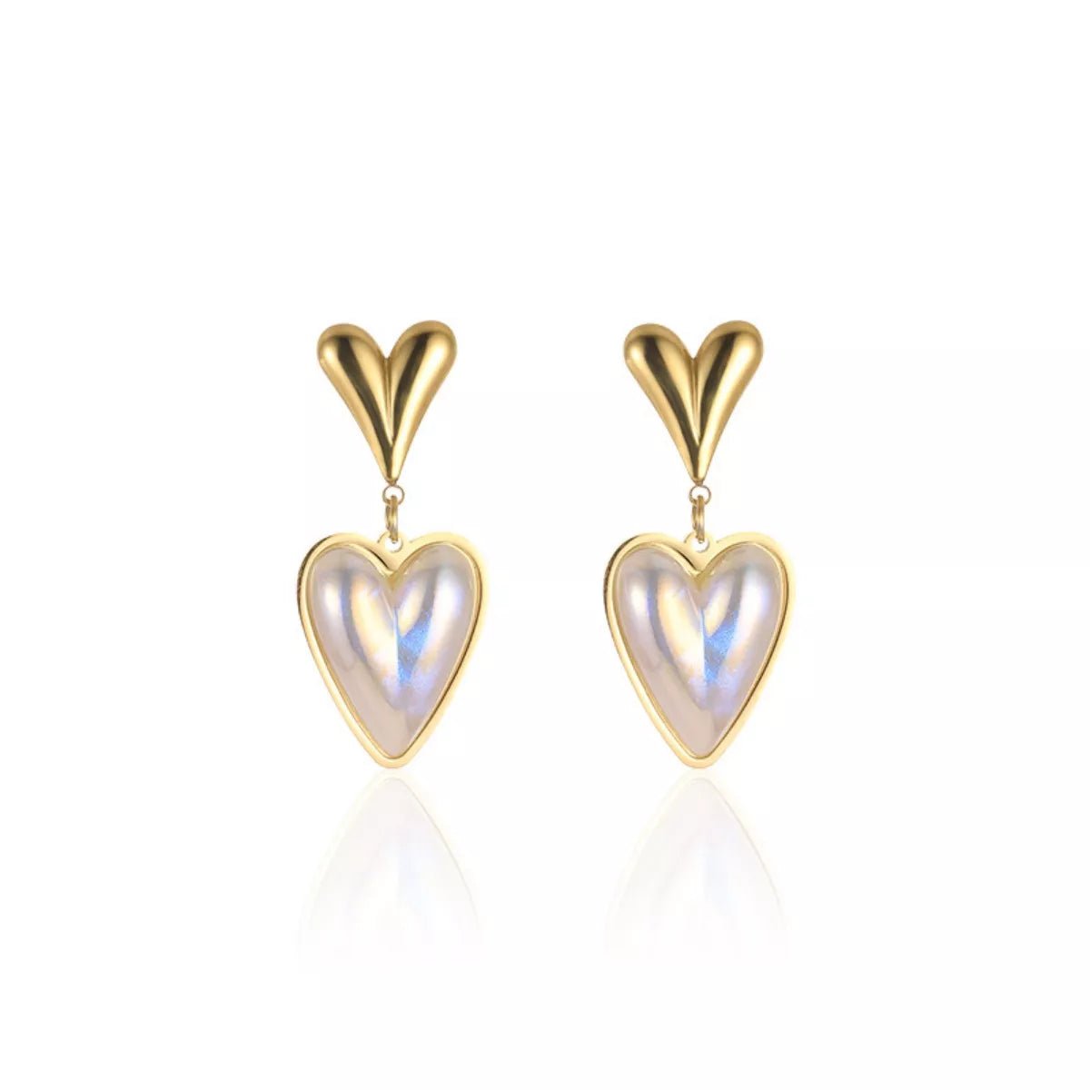 Heart - Shaped Pearl Drop Earrings designed for comfort and style at Lookzlike